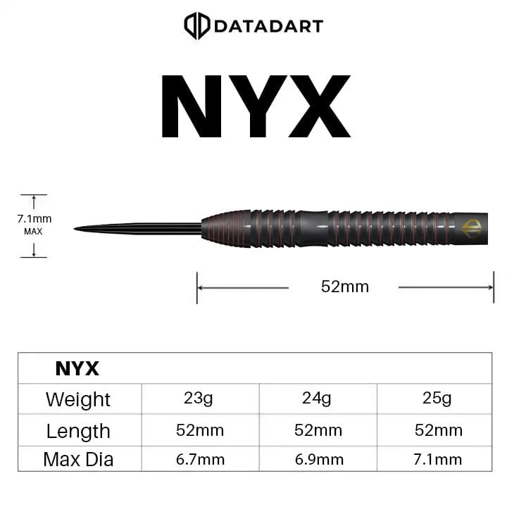 Datadart NYX Darts - Steel Tip - 90% Tungsten - Image 3