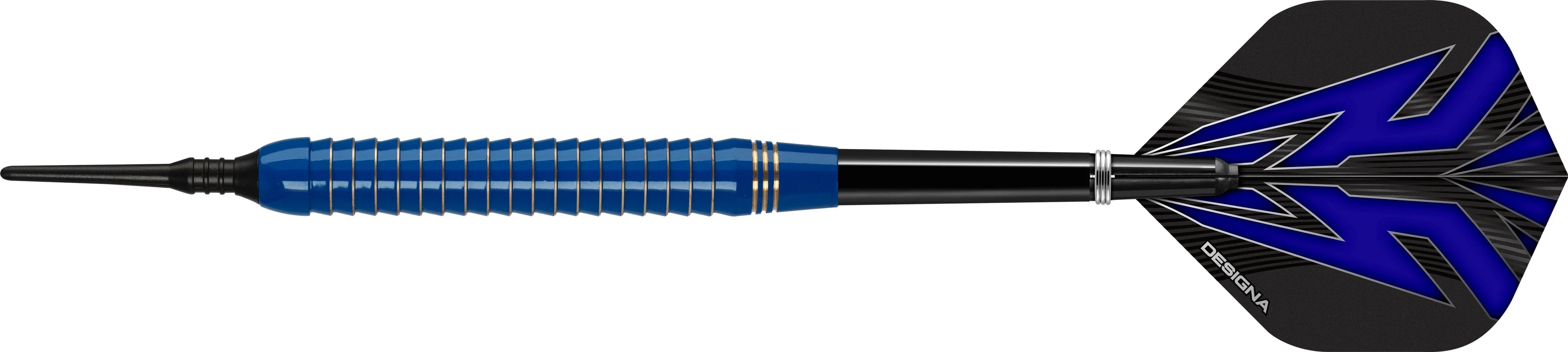 *Designa Mako Darts - Soft Tip Electro Brass - Shark Grip - Blue - Image 2