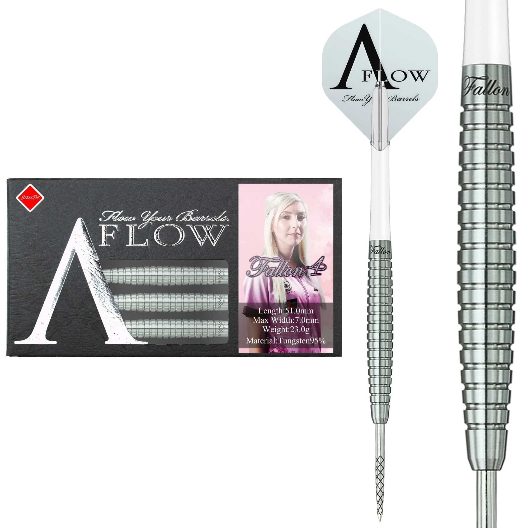 Dynasty - A Flow - Steel Tip Darts - Black Line - Fallon Sherrock - Natural - Fallon 4 - 23g - Image 2