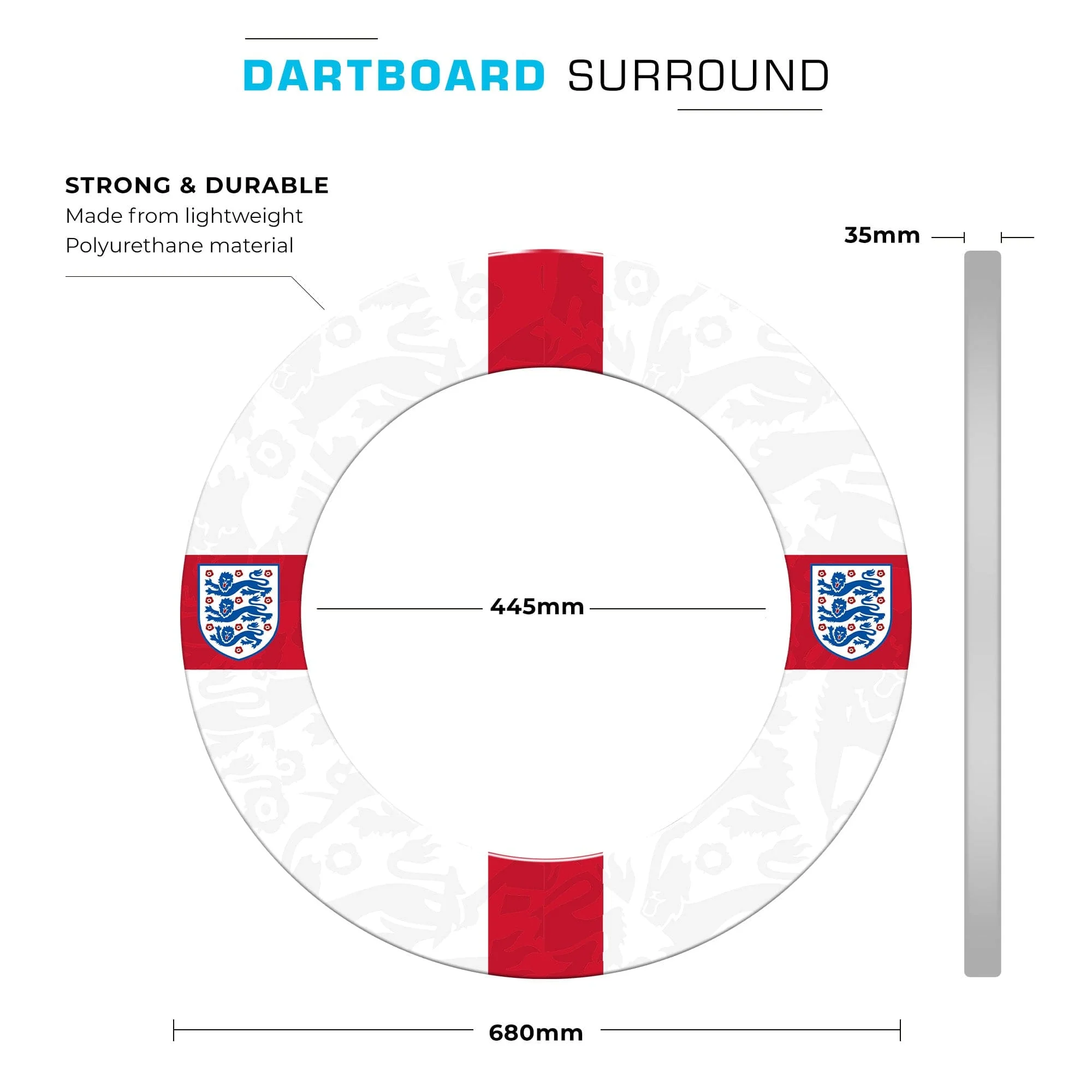 England Printed Dartboard & Printed Surround - St George - Image 5