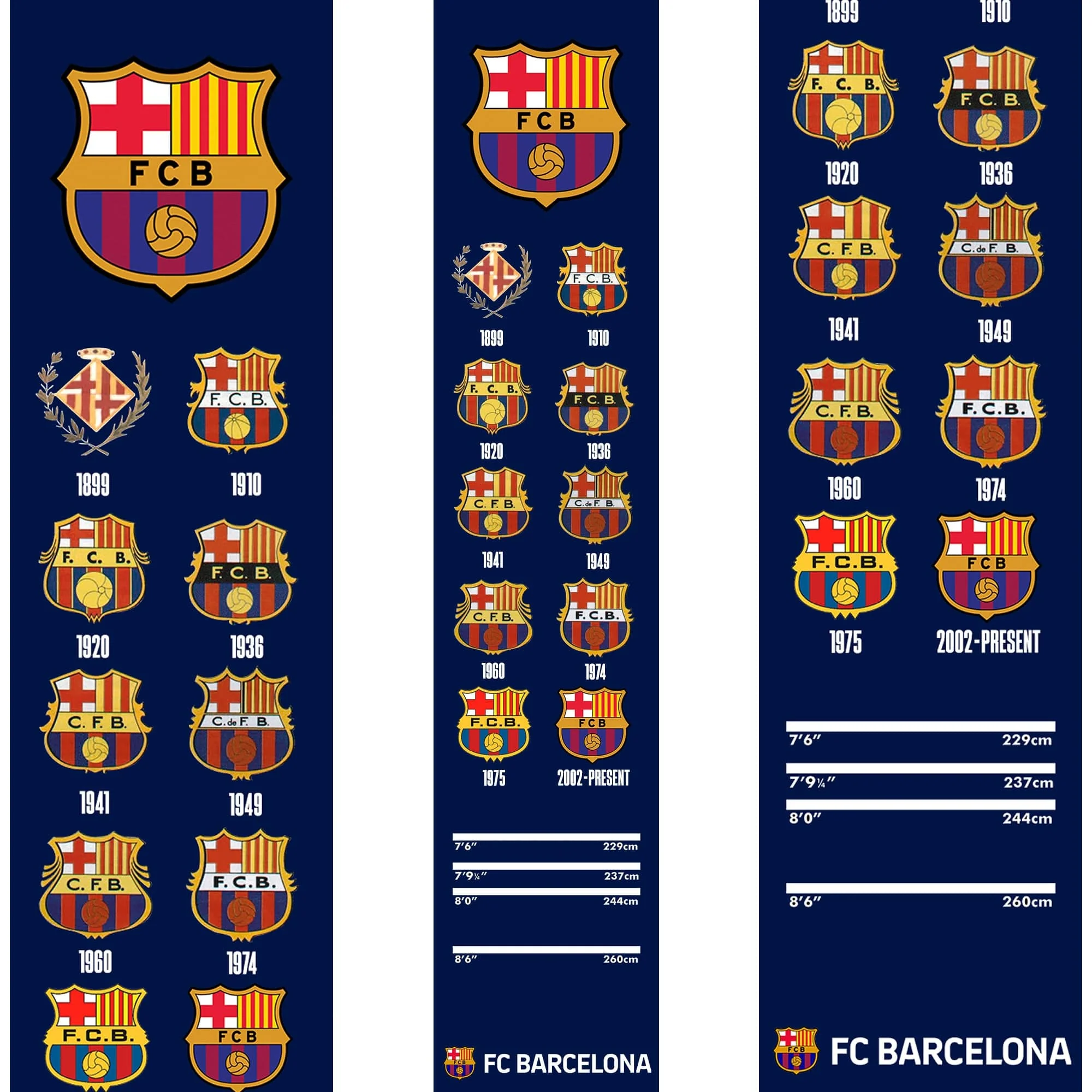 *FC Barcelona - Official Licensed BARÇA - Carpet Dart Mat - 290cm x 60cm - Retro Crests - Image 3