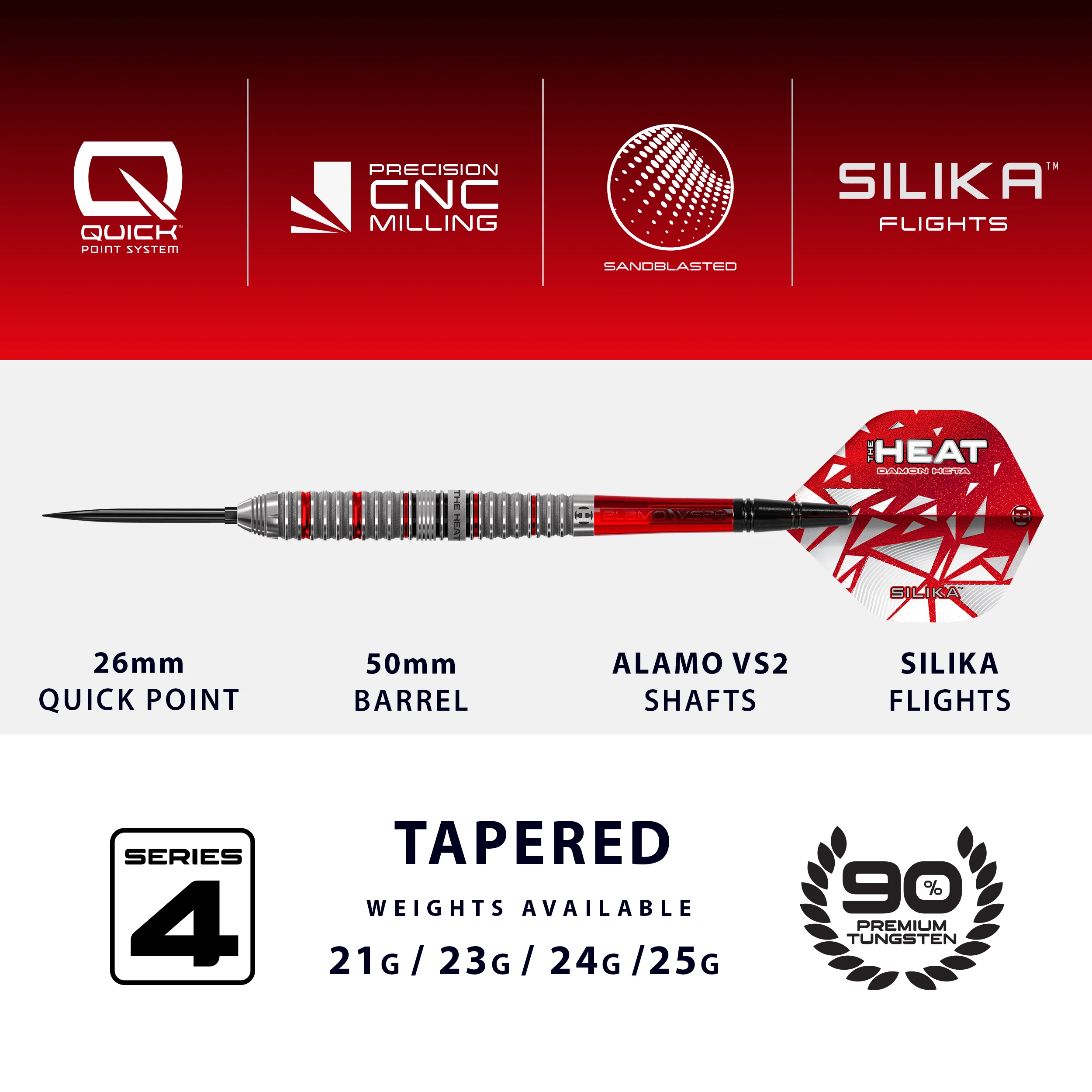 Harrows Damon Heta Darts - Steel Tip - 90% Tungsten - Series 4 - Image 4