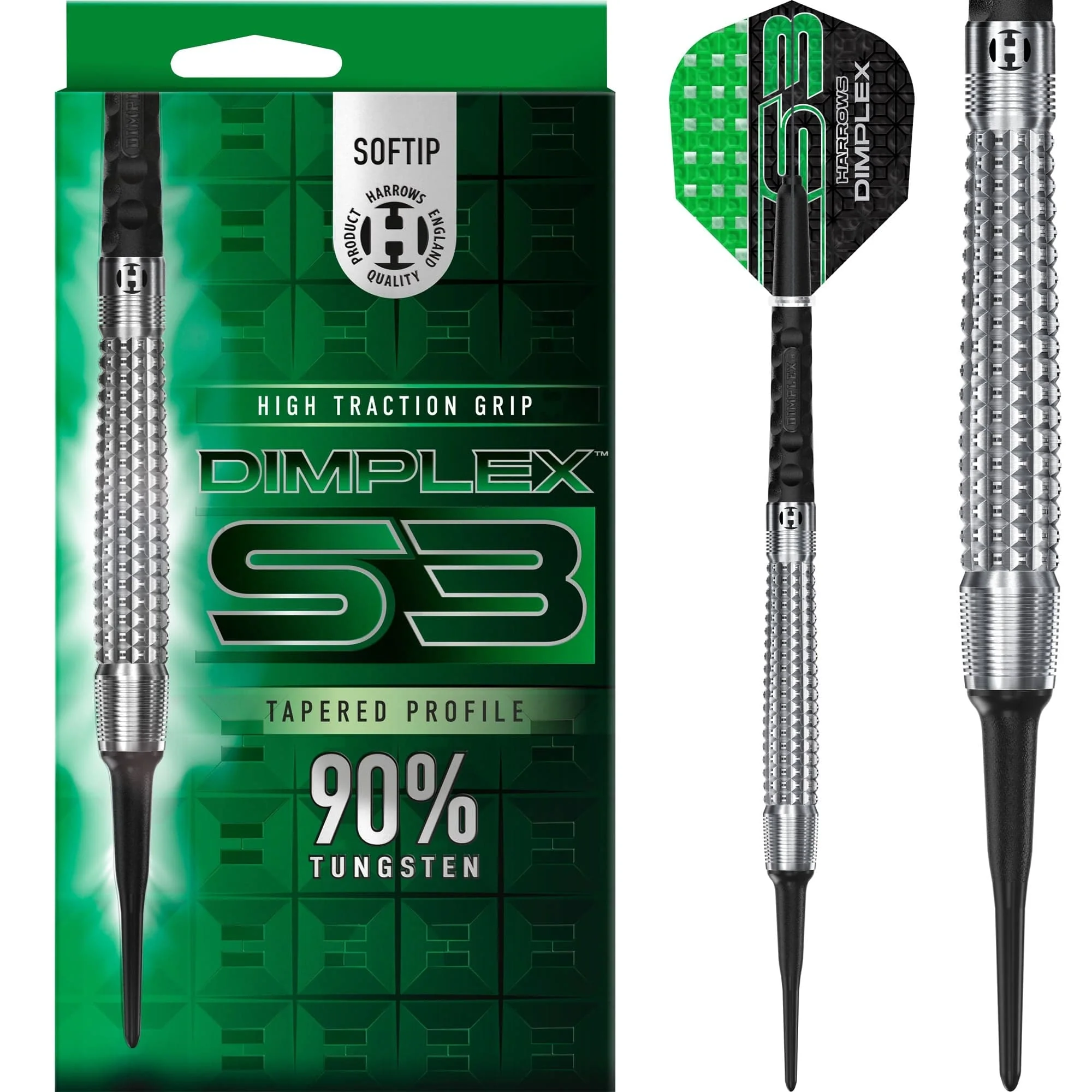 *Harrows Dimplex S3 Darts - Soft Tip - 90% Tungsten - Tapered