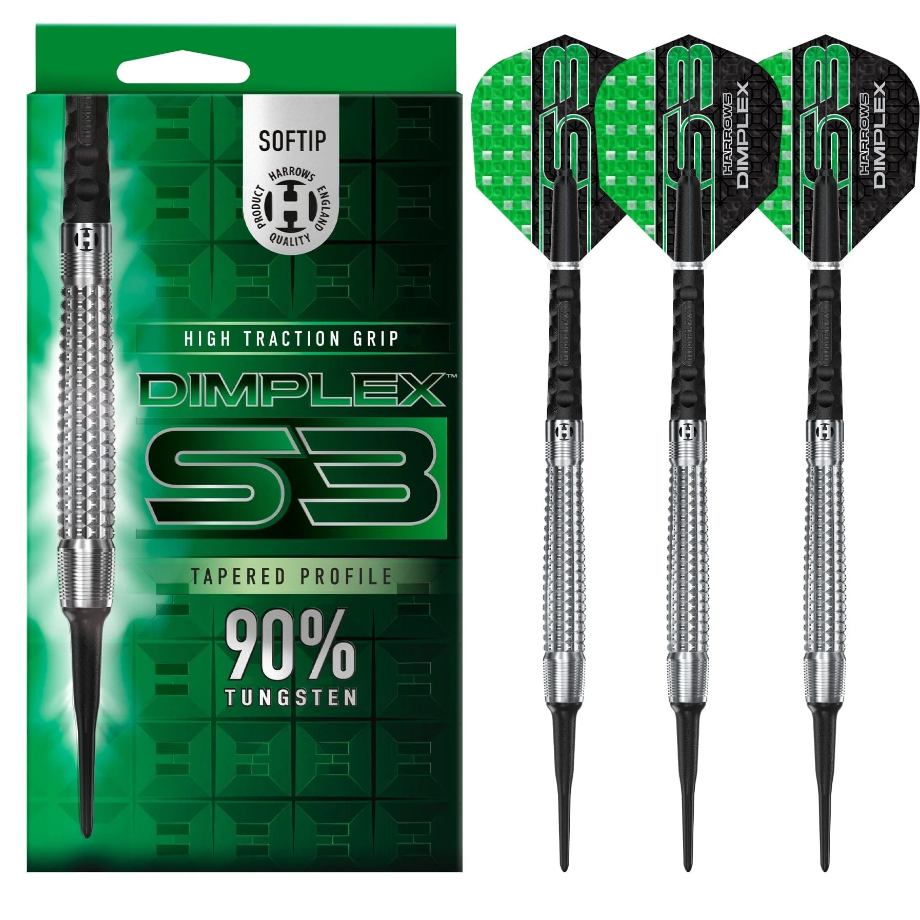 *Harrows Dimplex S3 Darts - Soft Tip - 90% Tungsten - Tapered - Image 2