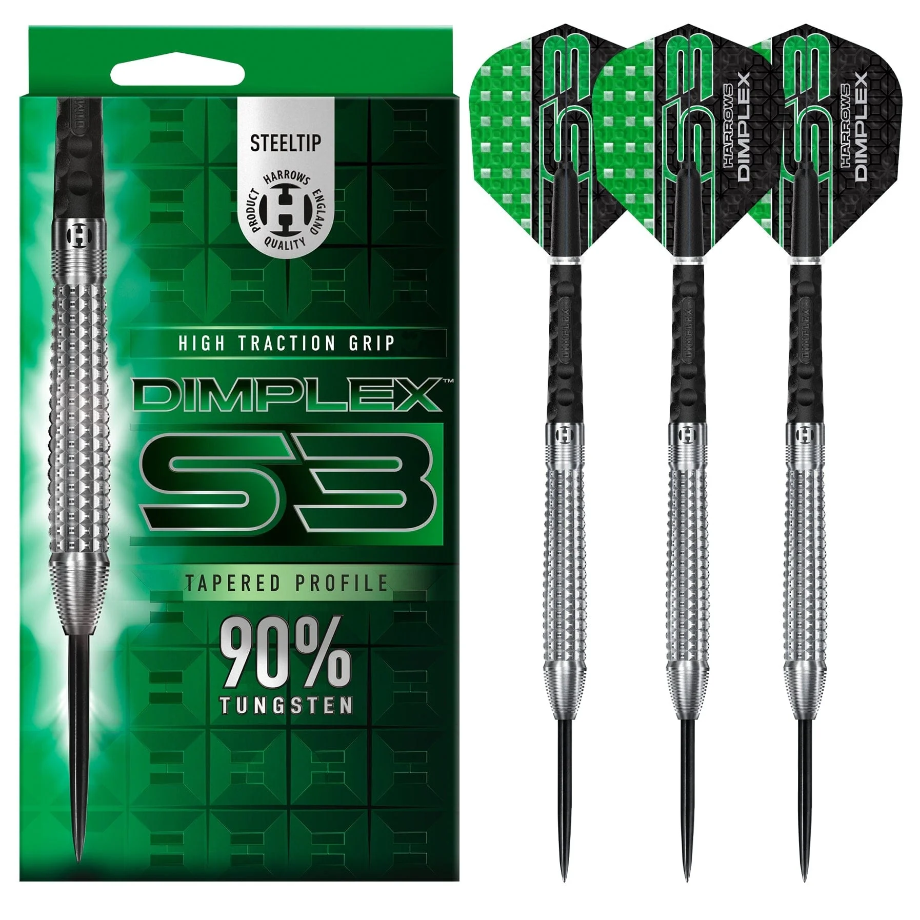 *Harrows Dimplex S3 Darts - Steel Tip - 90% Tungsten - Tapered - Image 2