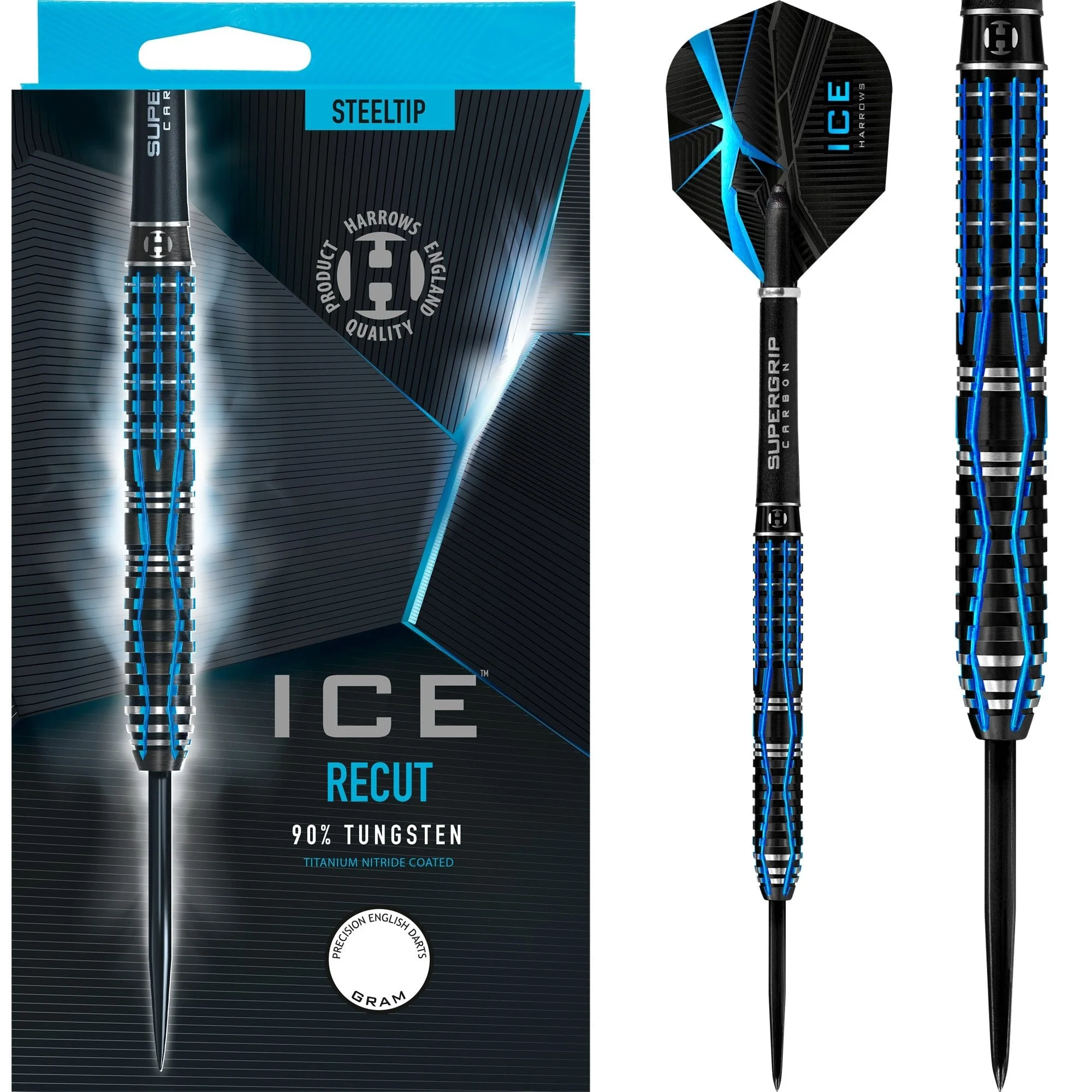 *Harrows ICE Recut Darts - Steel Tip - Black & Blue