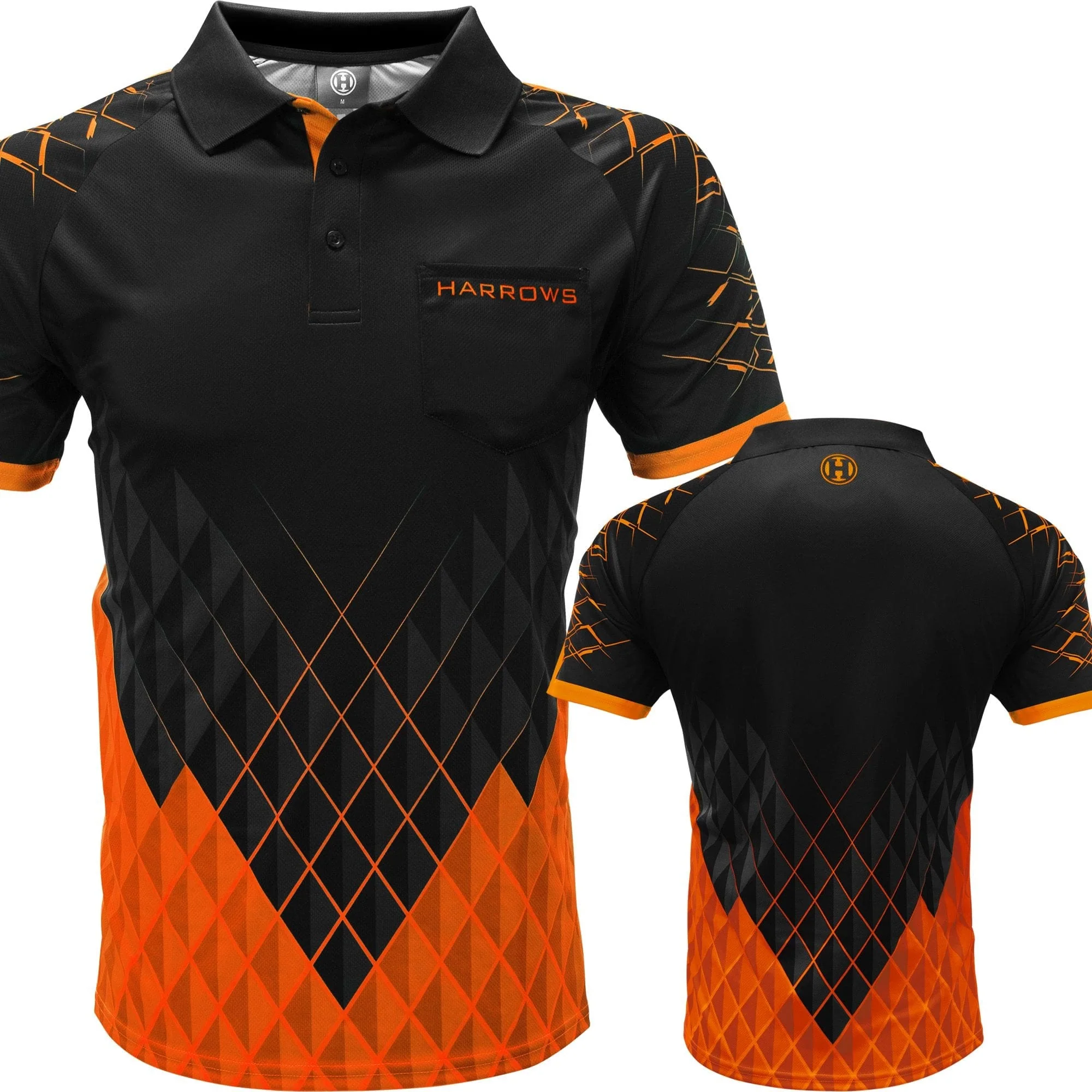 *Harrows Paragon Dart Shirt - with Pocket - Black & Orange