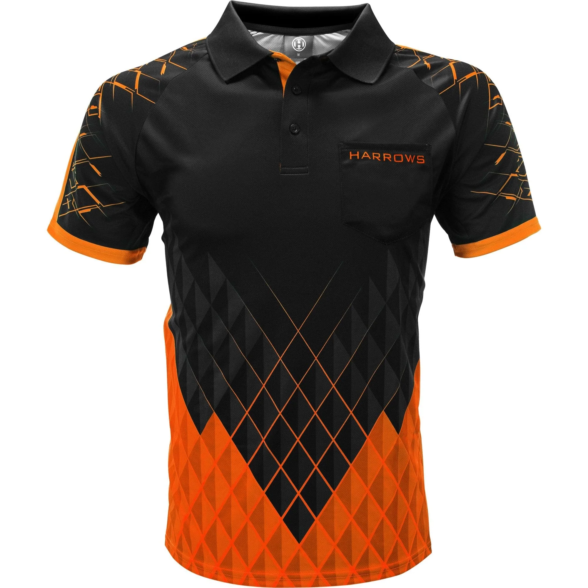 *Harrows Paragon Dart Shirt - with Pocket - Black & Orange - Image 2