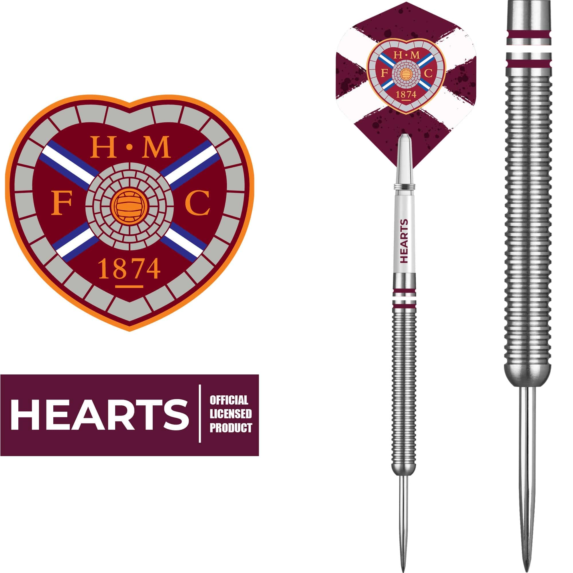 Heart of Midlothian FC - Official Licensed - Hearts - Steel Tip Darts - Tungsten - 24g - Image 2