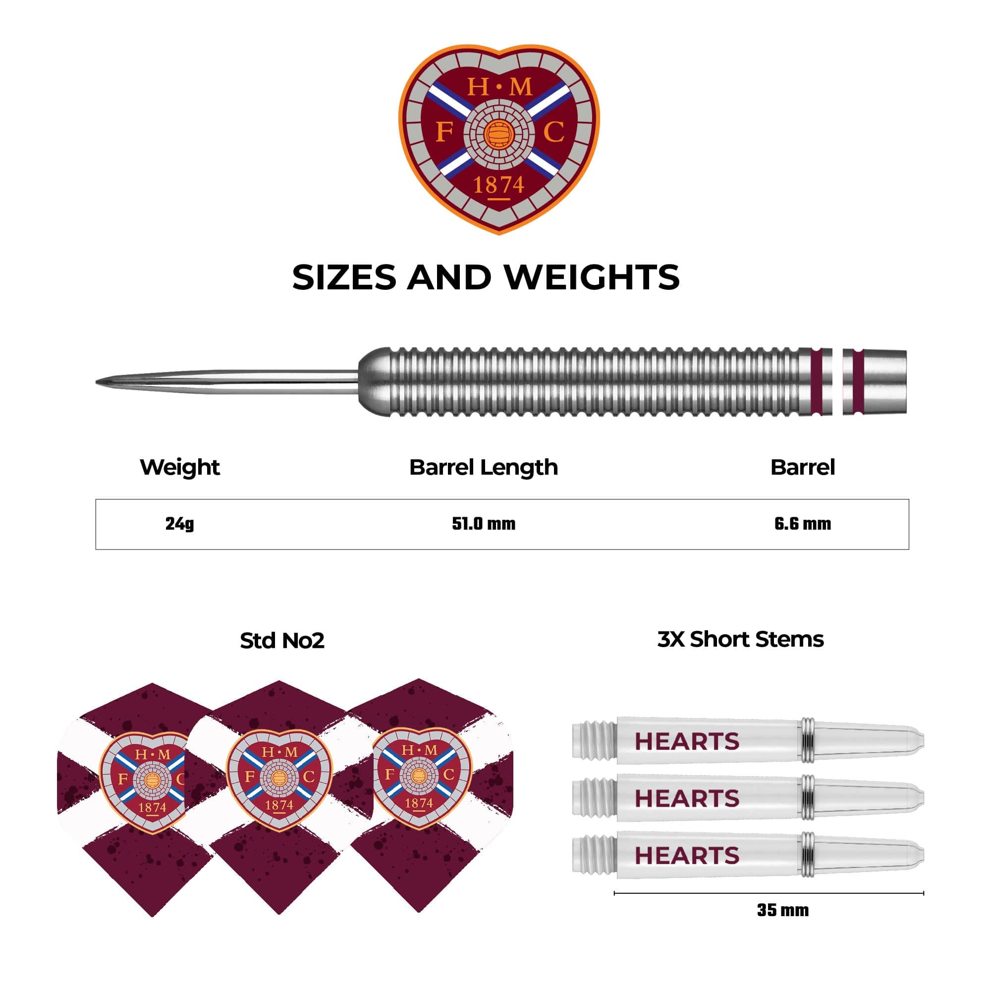Heart of Midlothian FC - Official Licensed - Hearts - Steel Tip Darts - Tungsten - 24g - Image 4