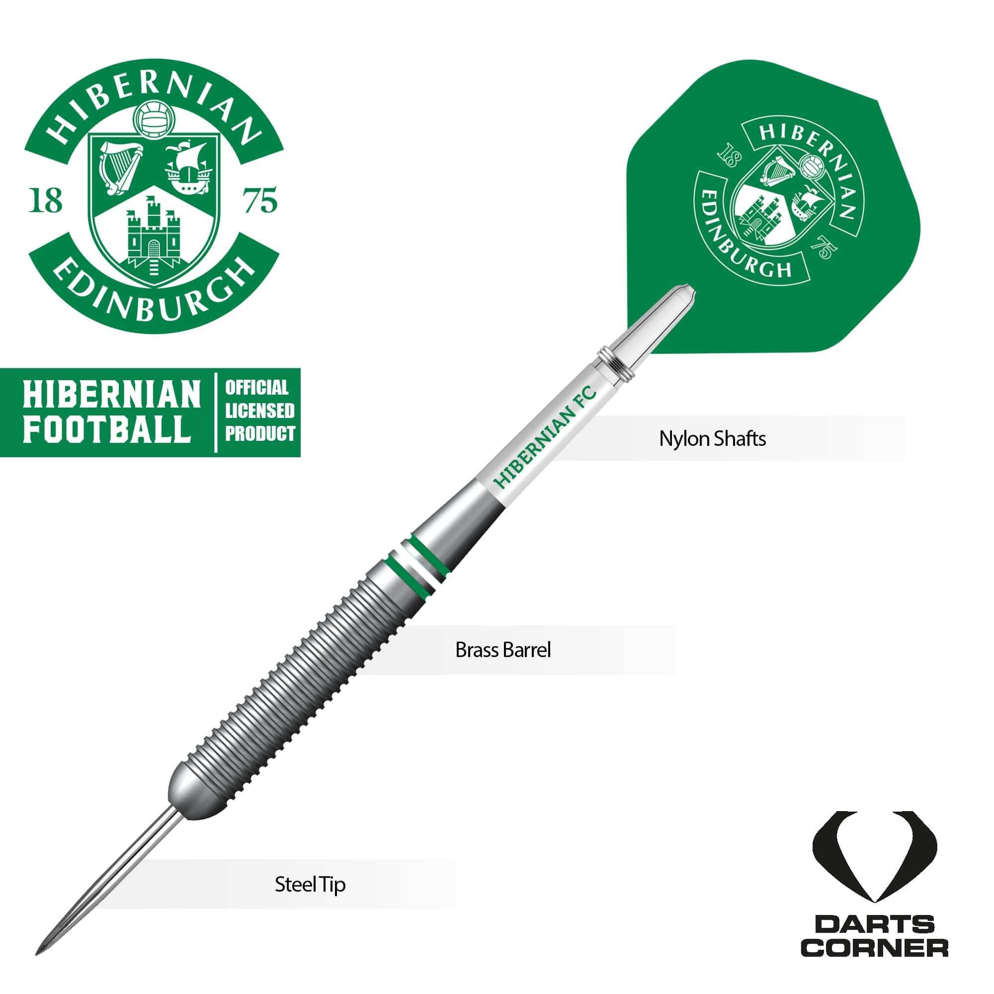 Hibernian FC - Official Licensed - Steel Tip Darts - Brass - 22g - Image 3