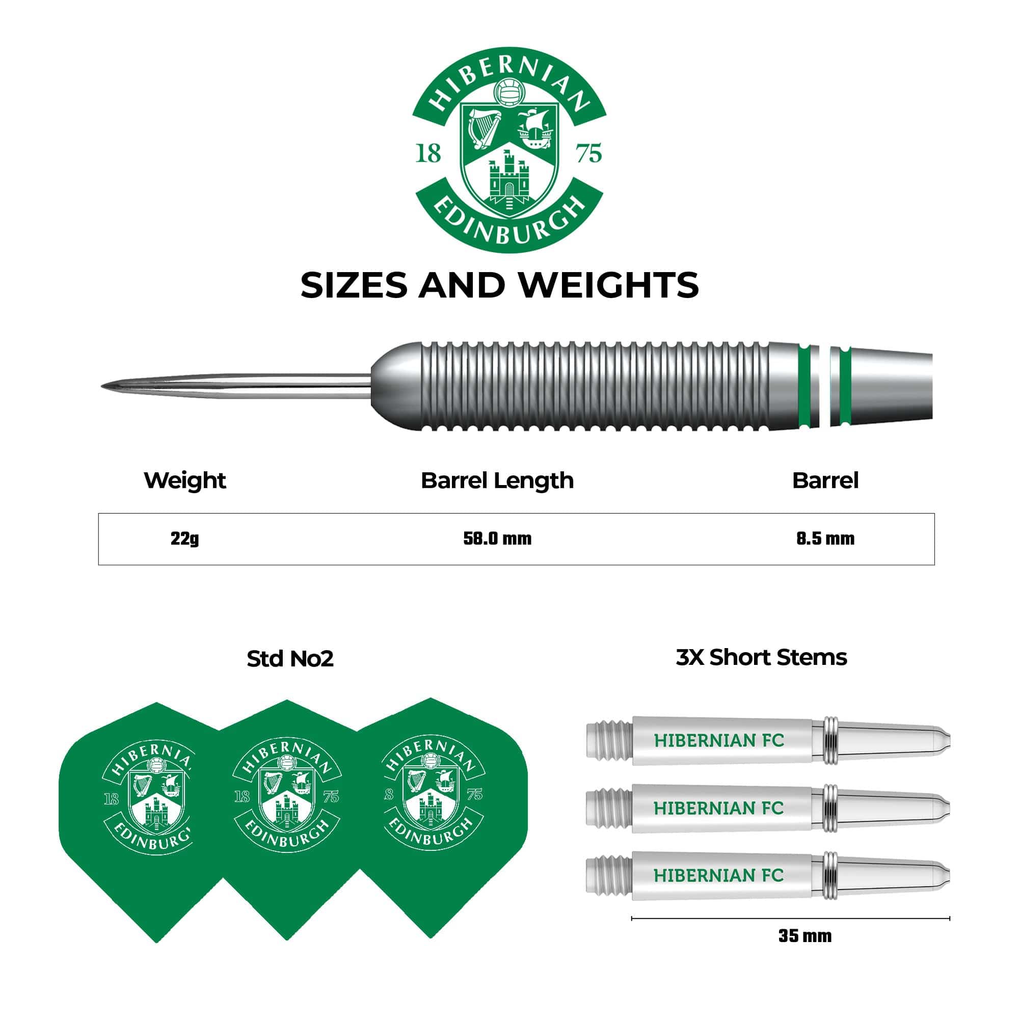Hibernian FC - Official Licensed - Steel Tip Darts - Brass - 22g - Image 4
