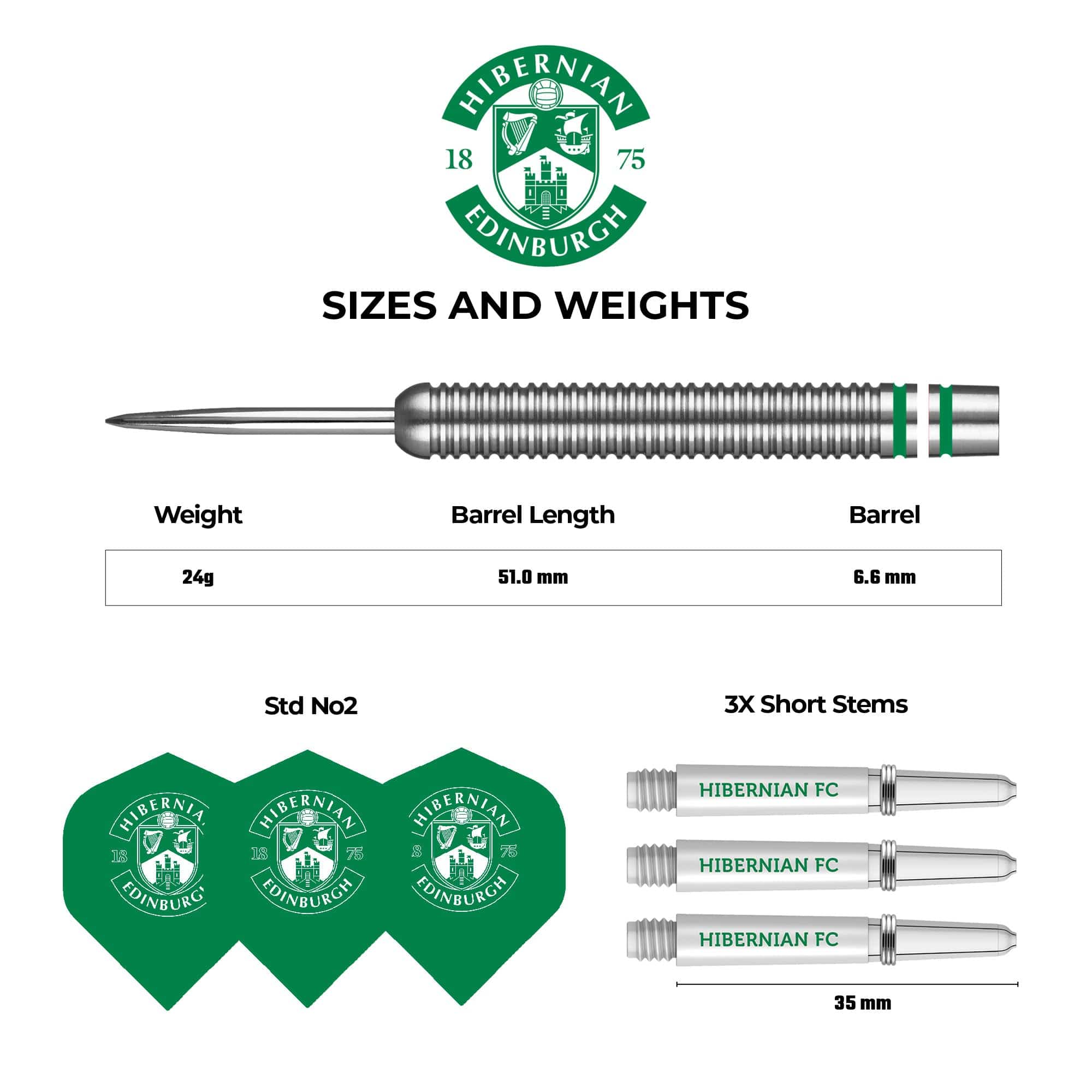 Hibernian FC - Official Licensed - Steel Tip Darts - Tungsten - 24g - Image 4
