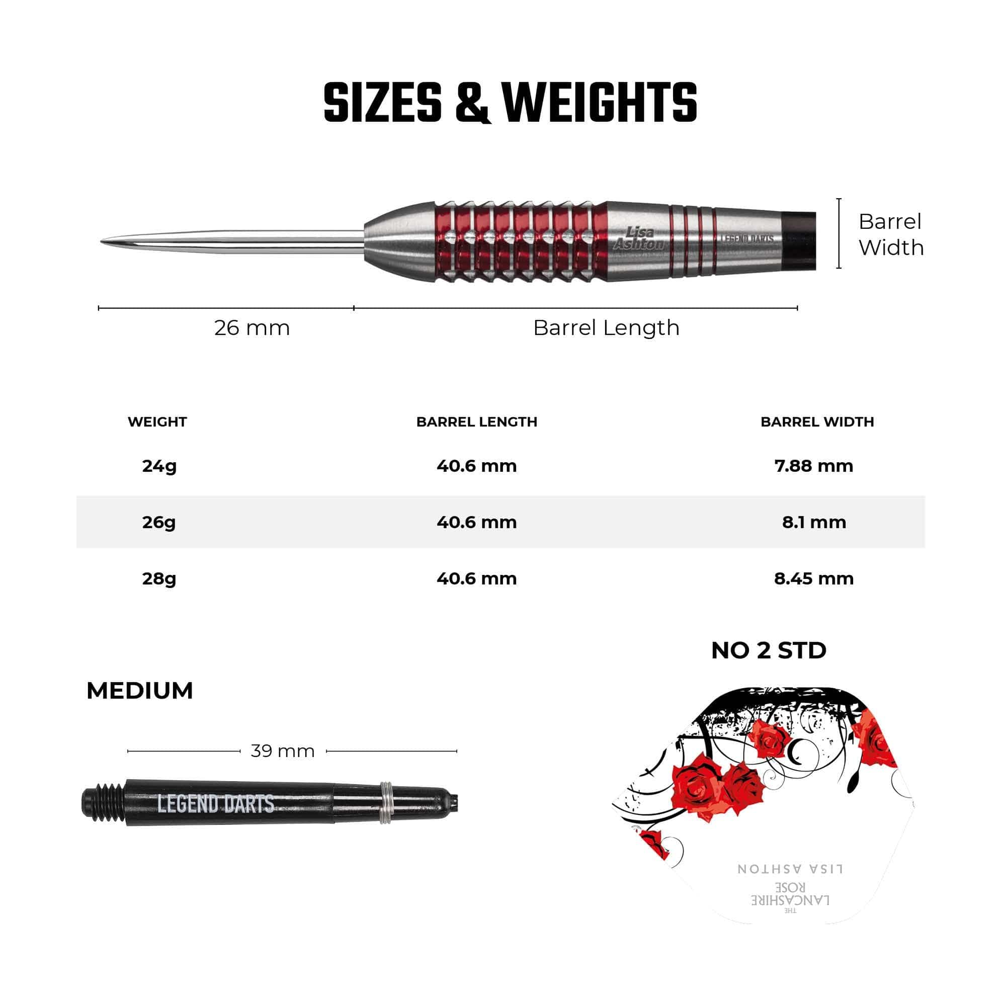 *Legend Darts - Steel Tip - 90% Tungsten - The Lancashire Rose - Lisa Ashton - Electro Red - Image 3