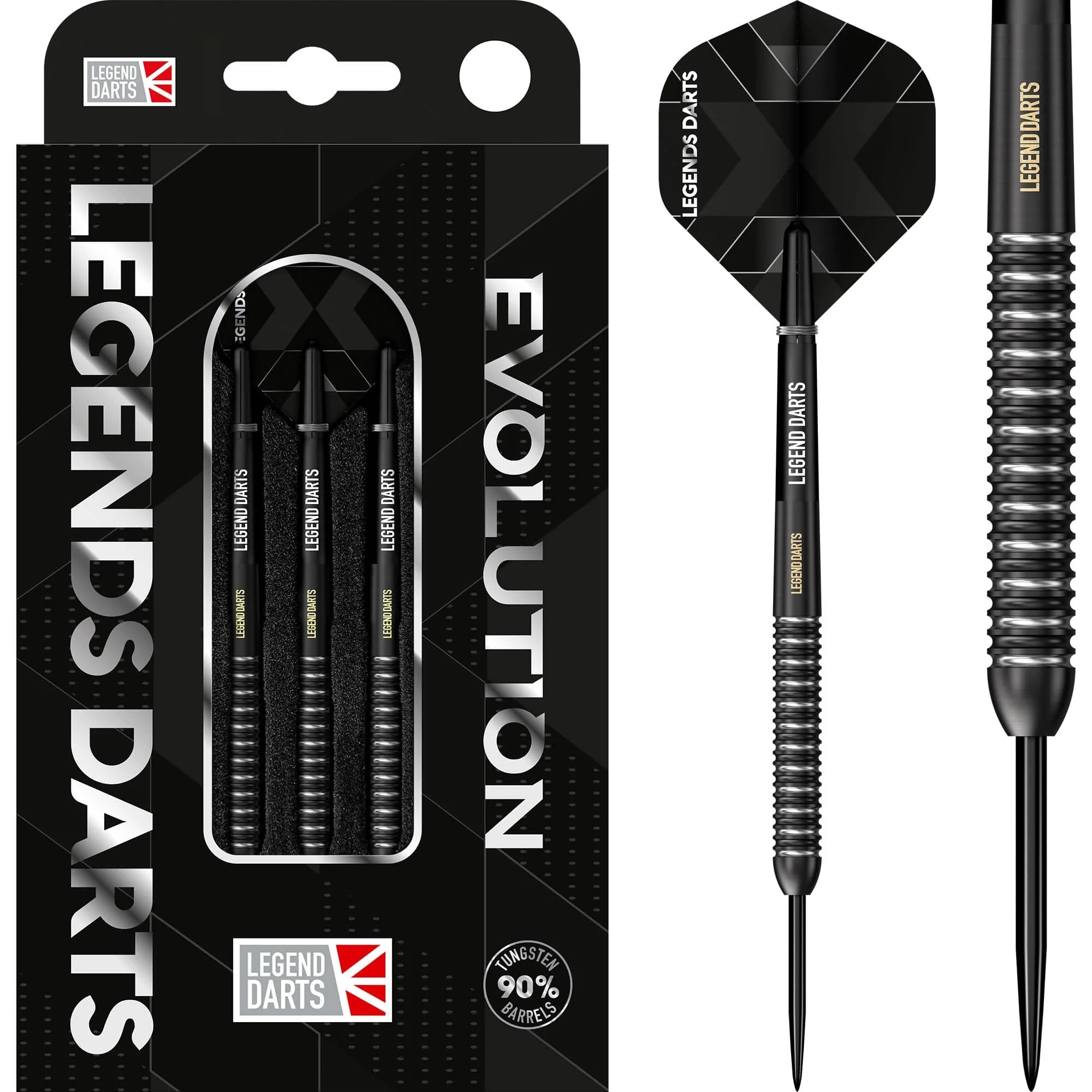 Legend Darts - Steel Tip - Revolution Series - B07 - Black - Multi Ring