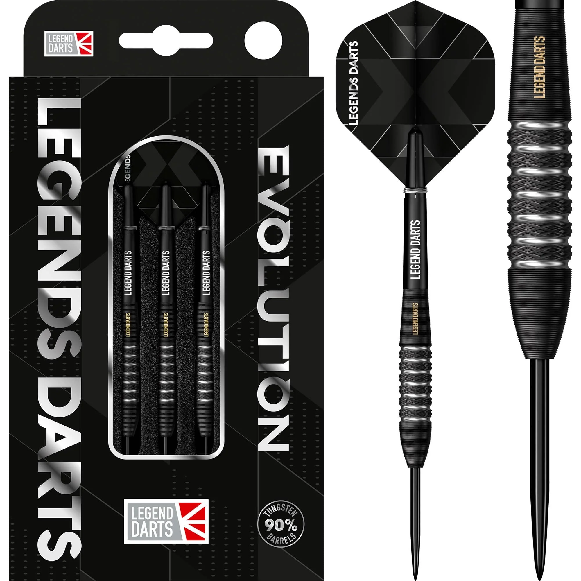 Legend Darts - Steel Tip - Revolution Series - B09 - Black - Knurled Bomb