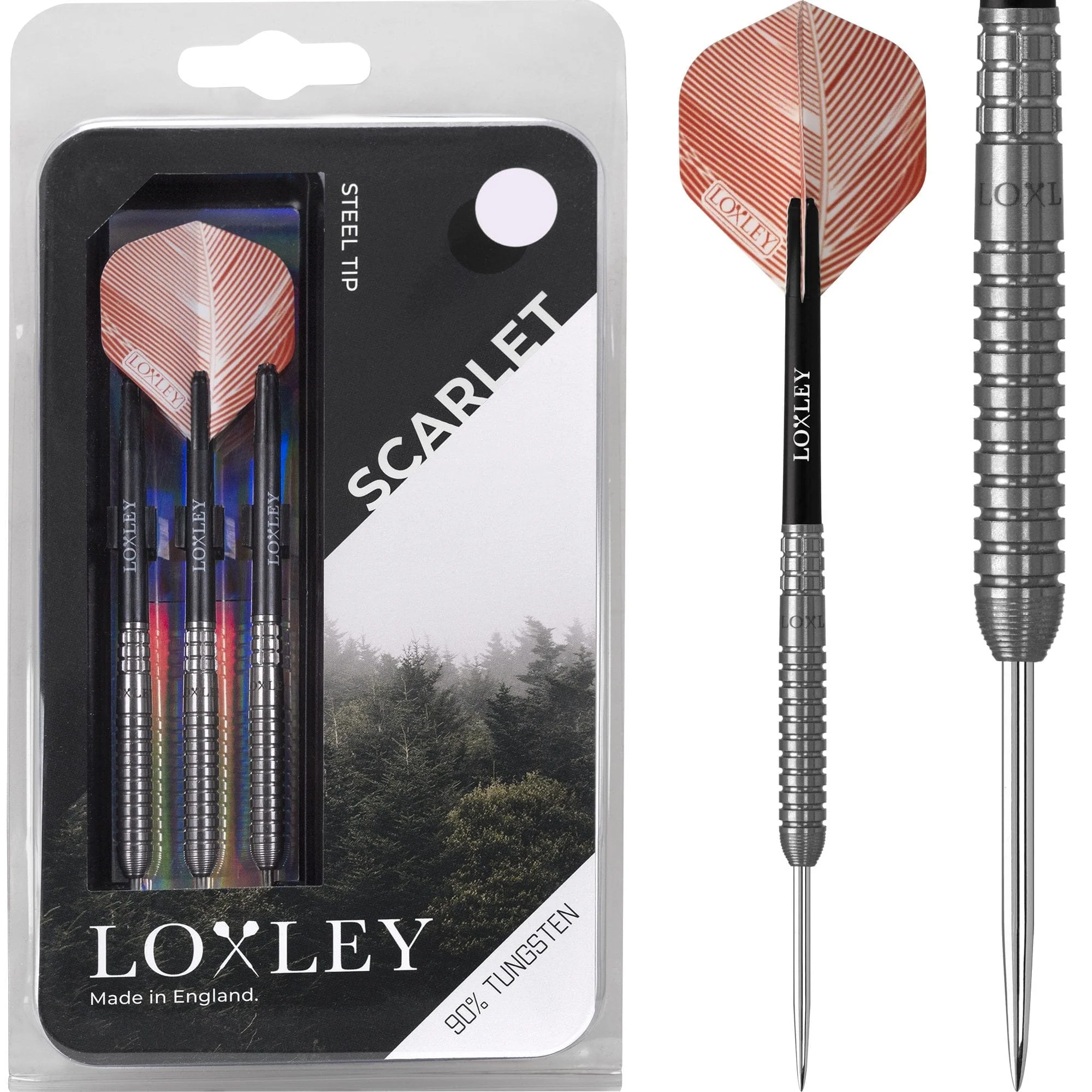 *Loxley Scarlet Darts - Steel Tip - Ringed - 24g