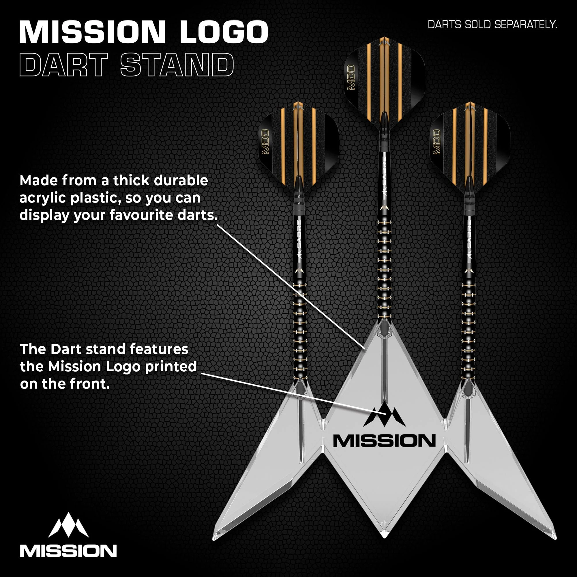 Mission Acrylic Dart Stand - Logo - 3 Dart Display Stand - Image 4