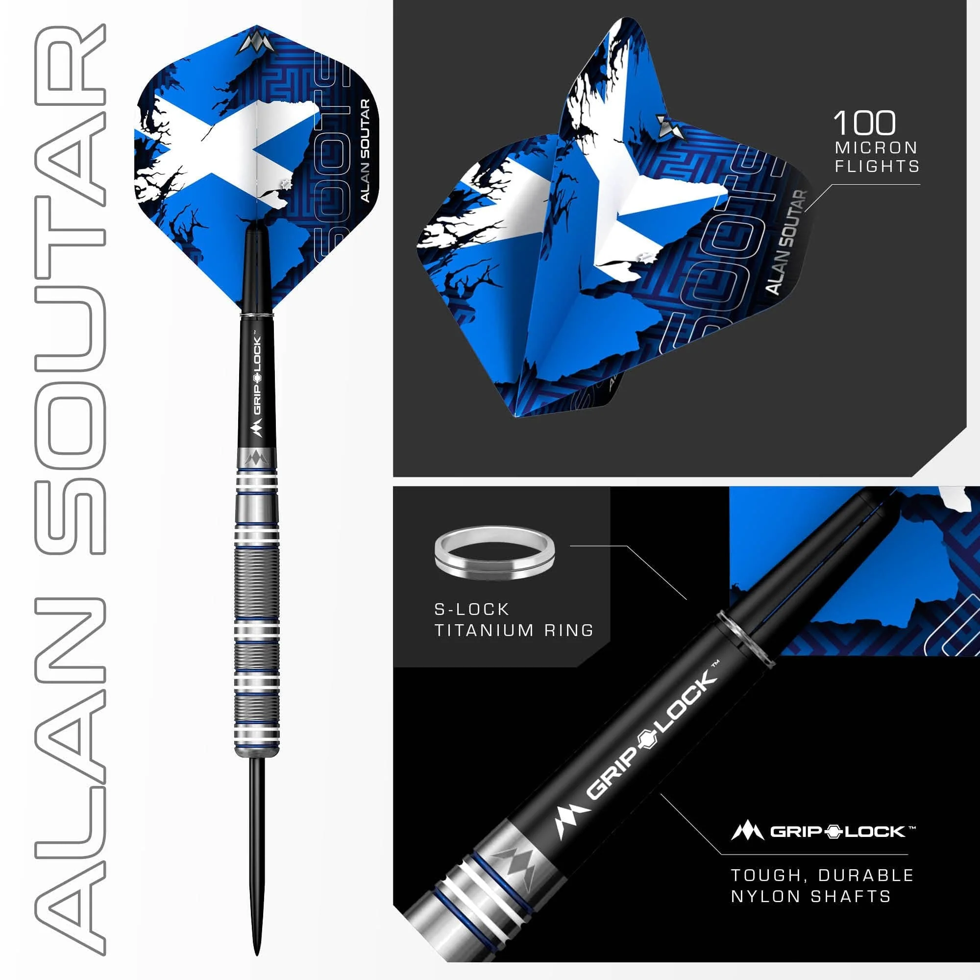 Mission Alan Soutar Darts - Steel Tip - Soots - Blue & White - Image 3