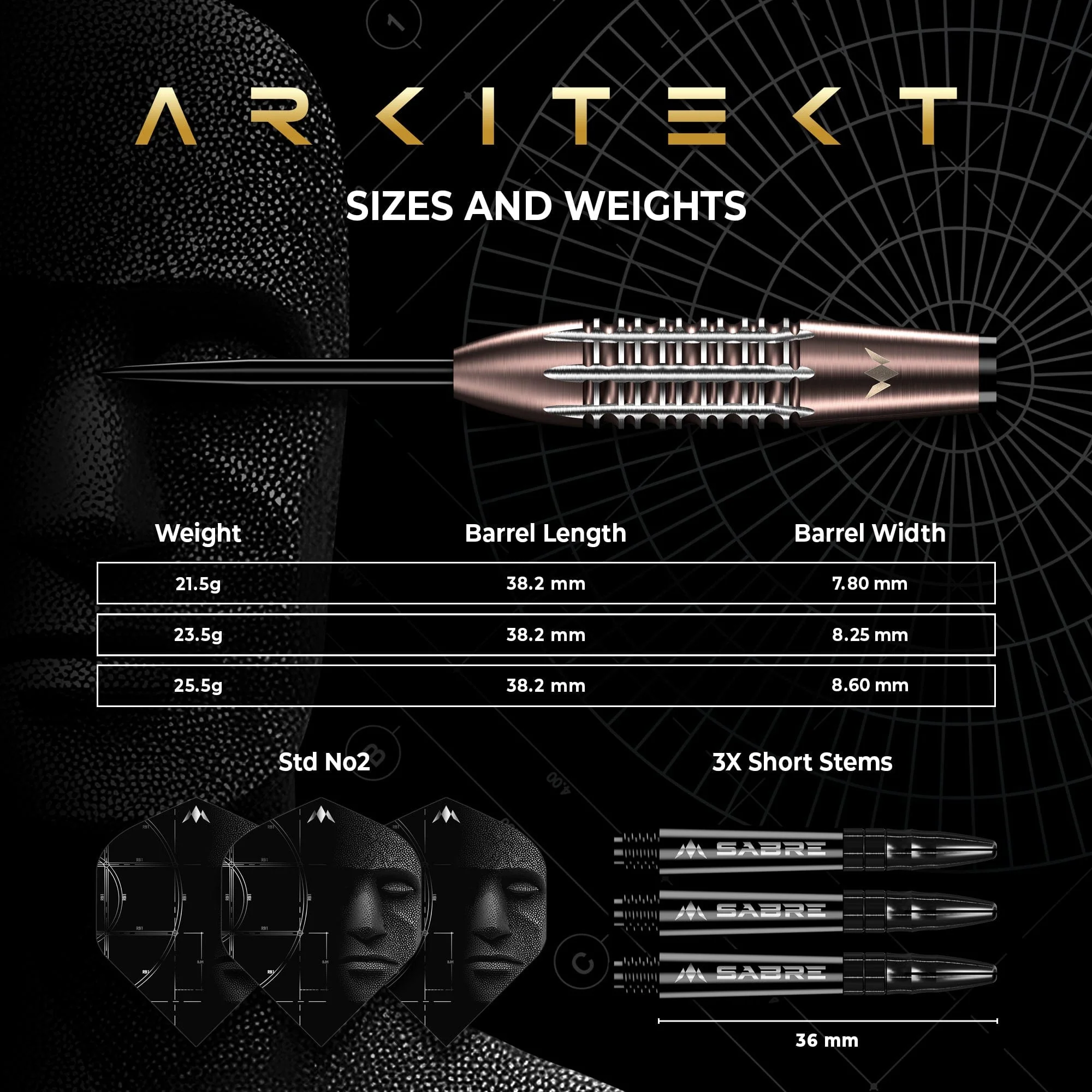 Mission Arkitekt Darts - Steel Tip - 90% Tungsten - Bronze Silica PVD - Image 5