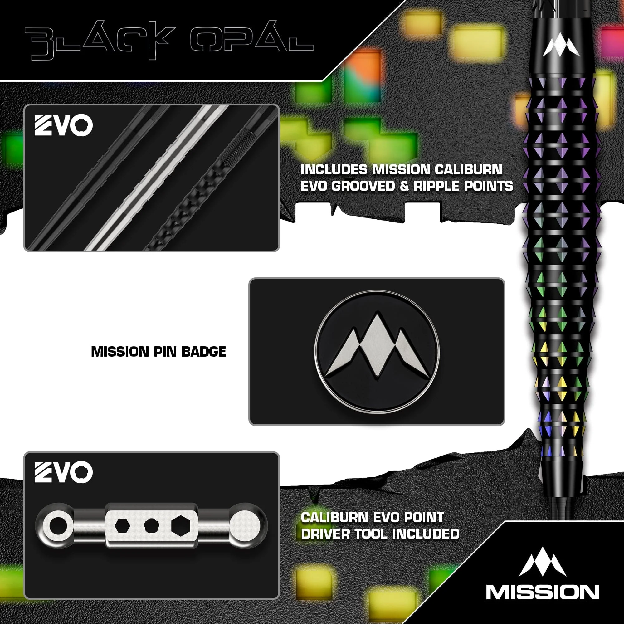 Mission Black Opal Darts - Steel Tip - 95% Tungsten - Black & Coral PVD - Image 5
