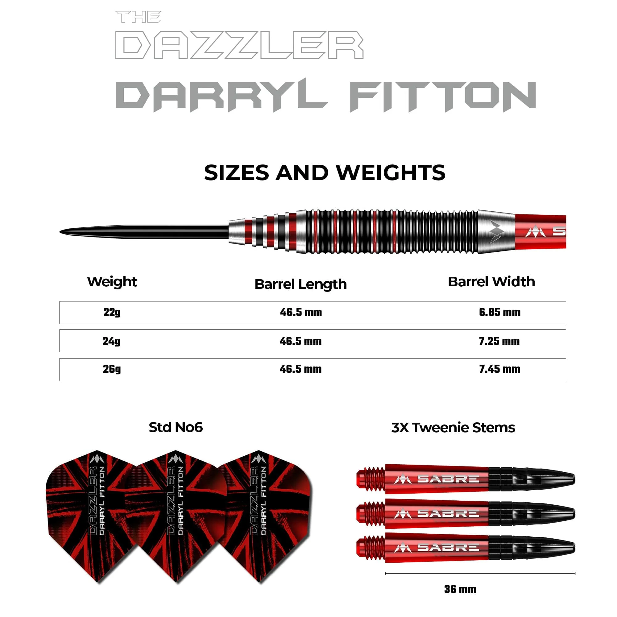 Mission Darryl Fitton Darts - Steel Tip - Electro Black & Red - The Dazzler - Image 3
