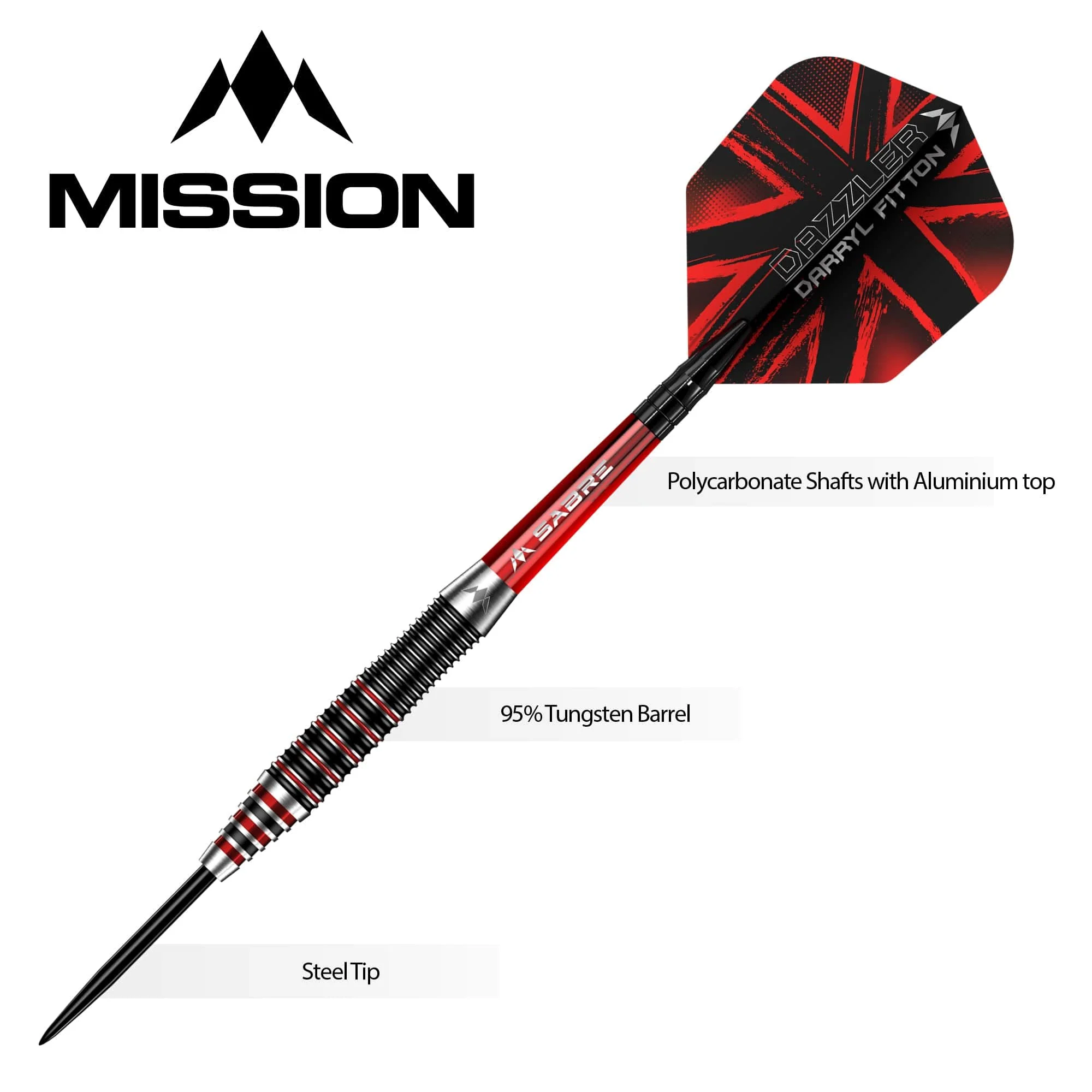Mission Darryl Fitton Darts - Steel Tip - Electro Black & Red - The Dazzler - Image 4
