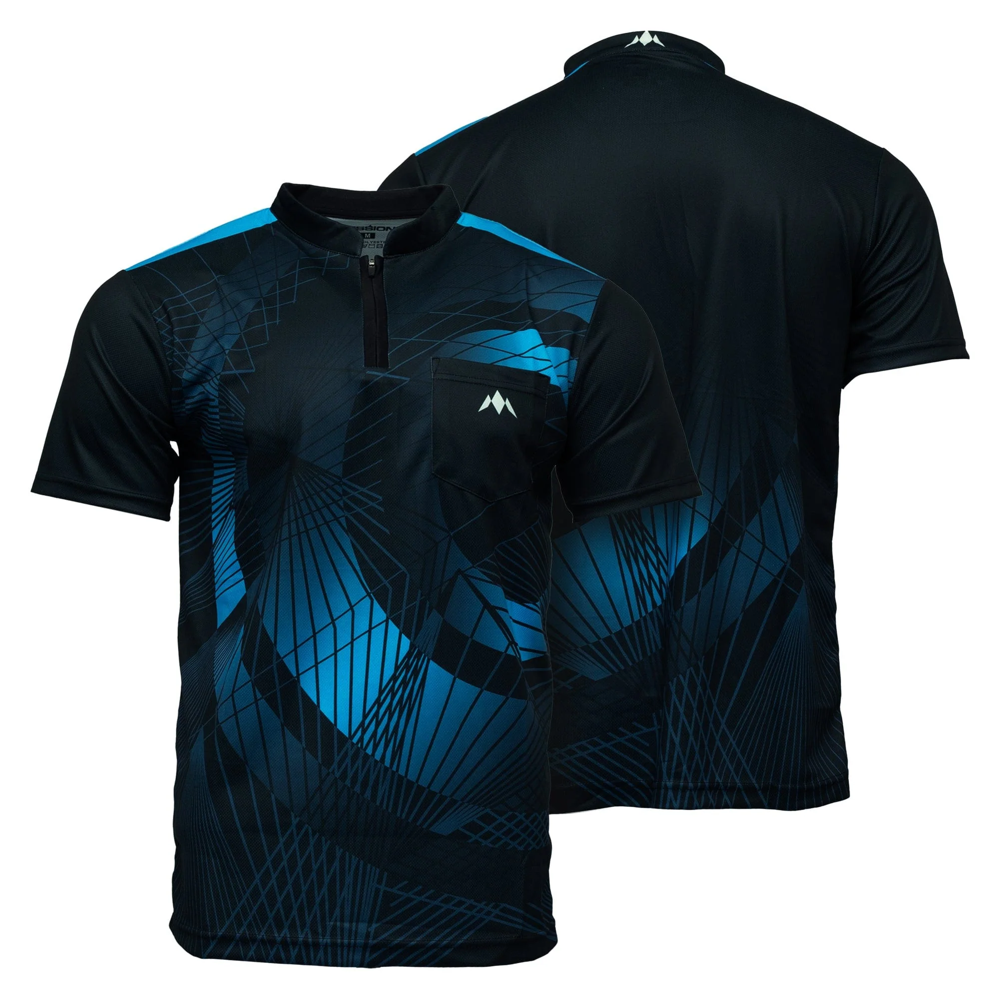 *Mission Darts Orb Dart Shirt - Collarless - Lightweight - Black & Blue - Youth