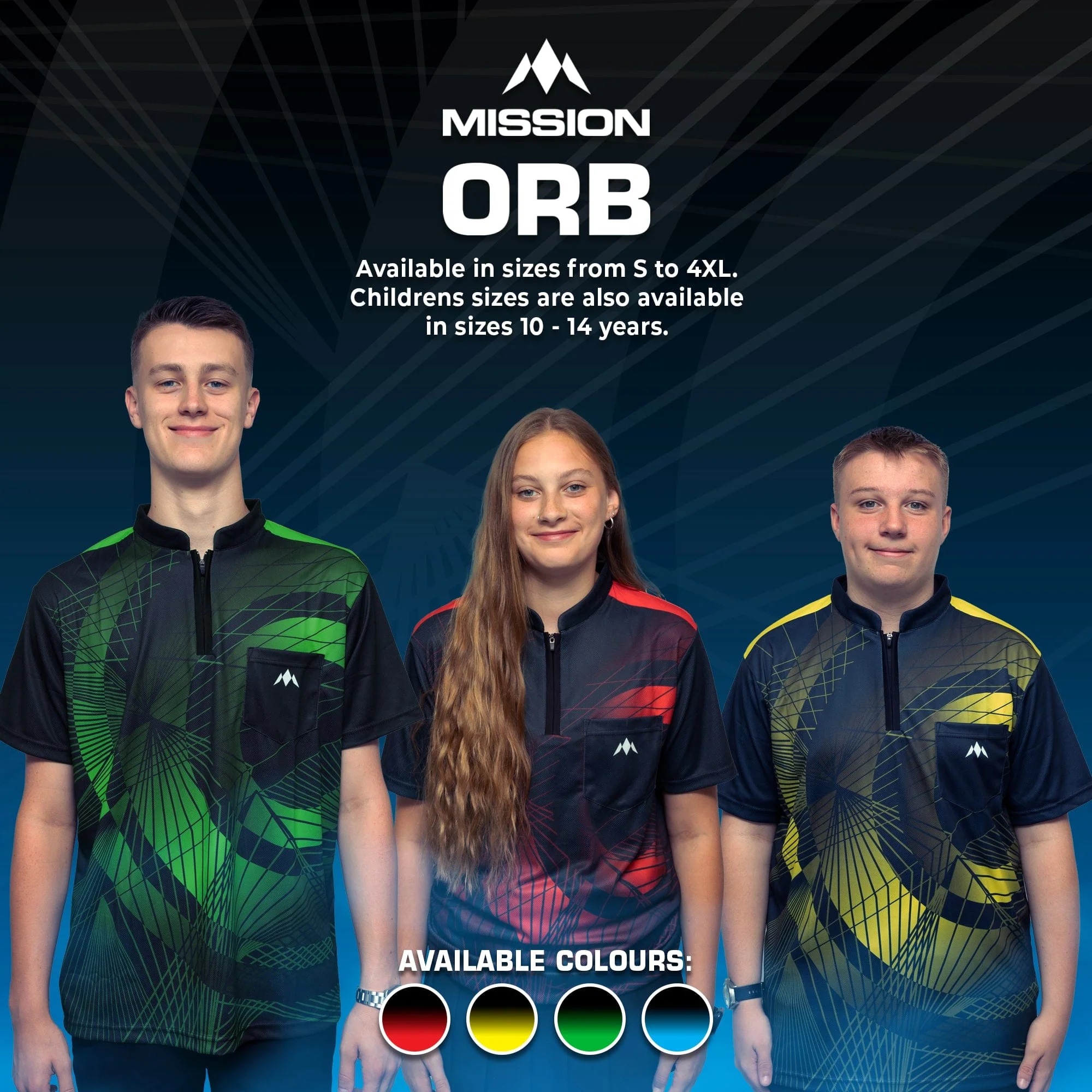 *Mission Darts Orb Dart Shirt - Collarless - Lightweight - Black & Blue - Youth - Image 6