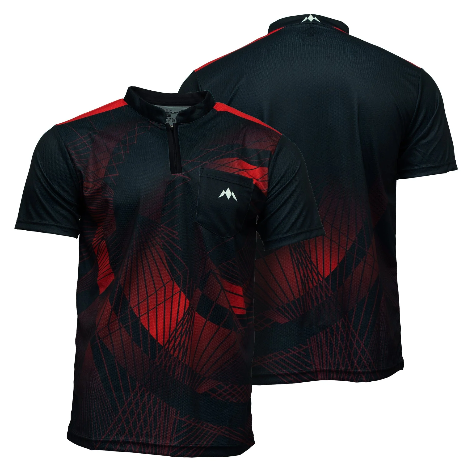 *Mission Darts Orb Dart Shirt - Collarless - Lightweight - Black & Red - Youth