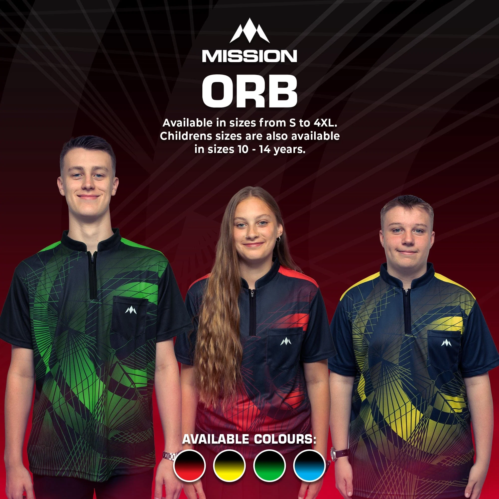 *Mission Darts Orb Dart Shirt - Collarless - Lightweight - Black & Red - Youth - Image 6