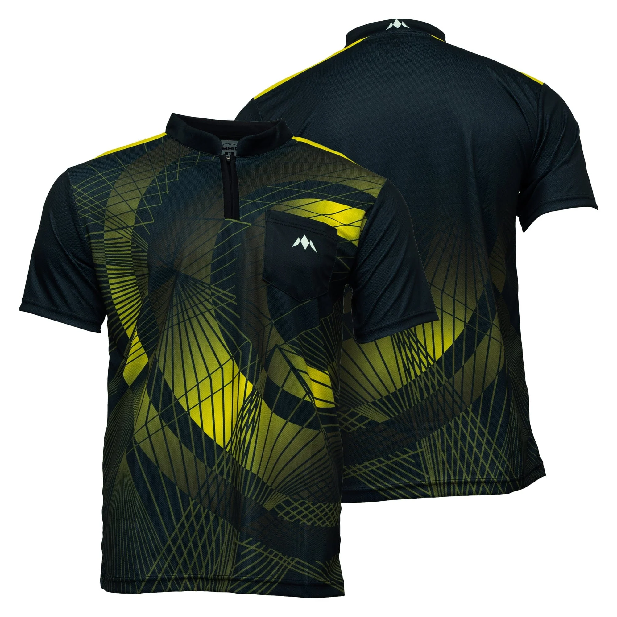 *Mission Darts Orb Dart Shirt - Collarless - Lightweight - Black & Yellow - Youth