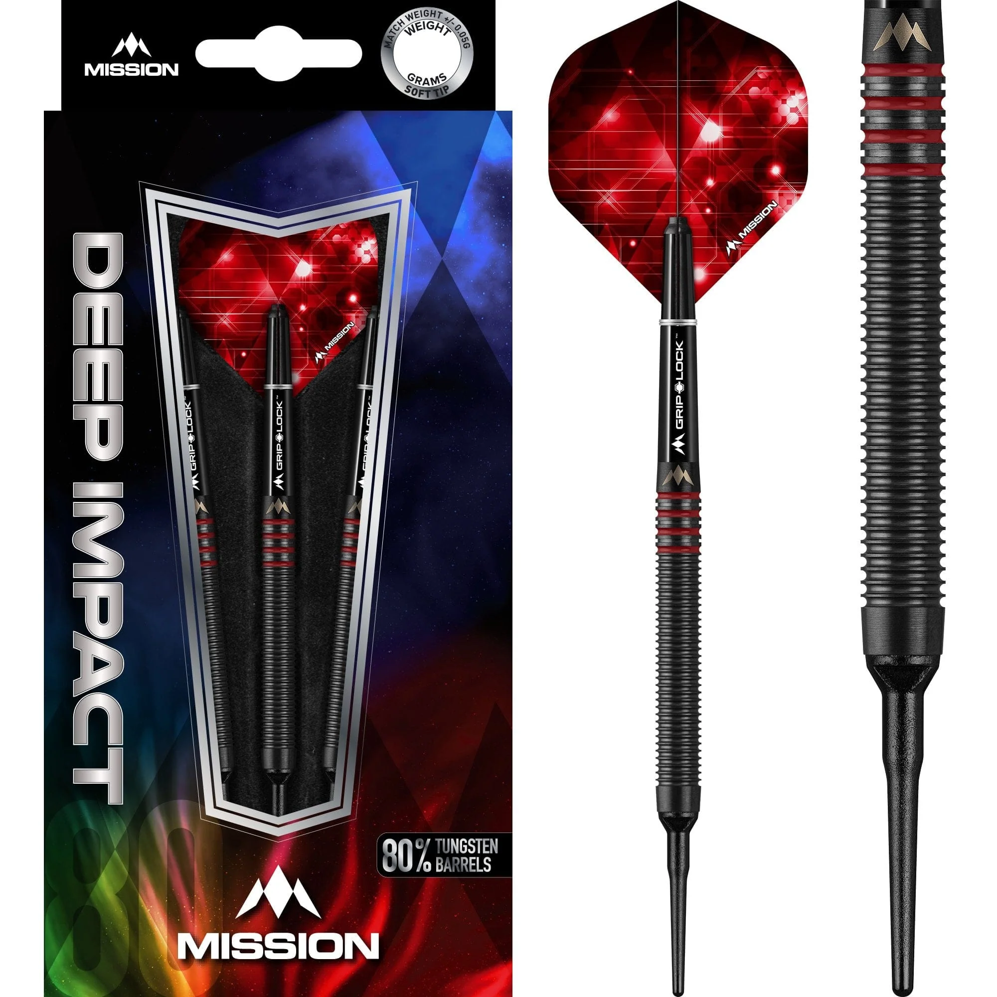 *Mission Deep Impact Darts - Soft Tip - Black - M3 - Red