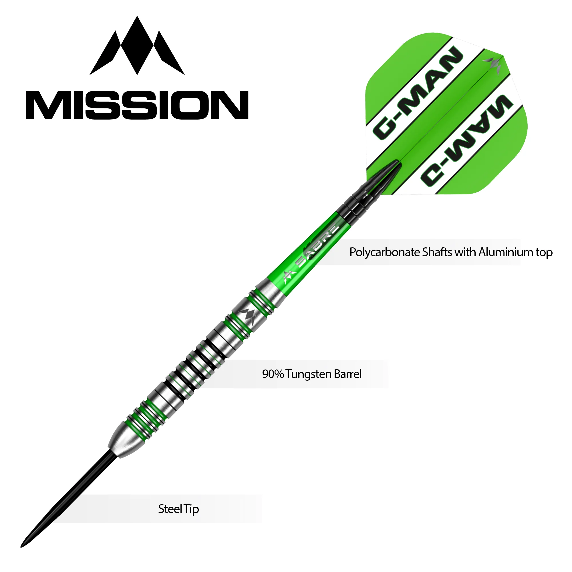 Mission Graham Hall Darts - Steel Tip - 90% - Black & Green - Image 7
