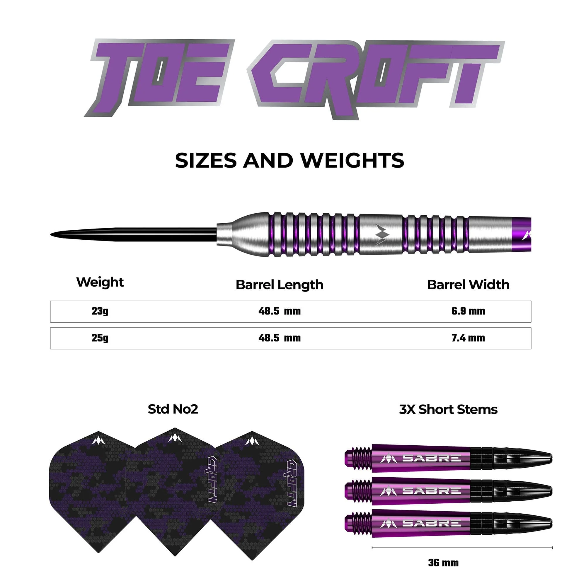 Mission Joe Croft Darts - Steel Tip - 95% Tungsten - Silver & Purple Electro - Image 4