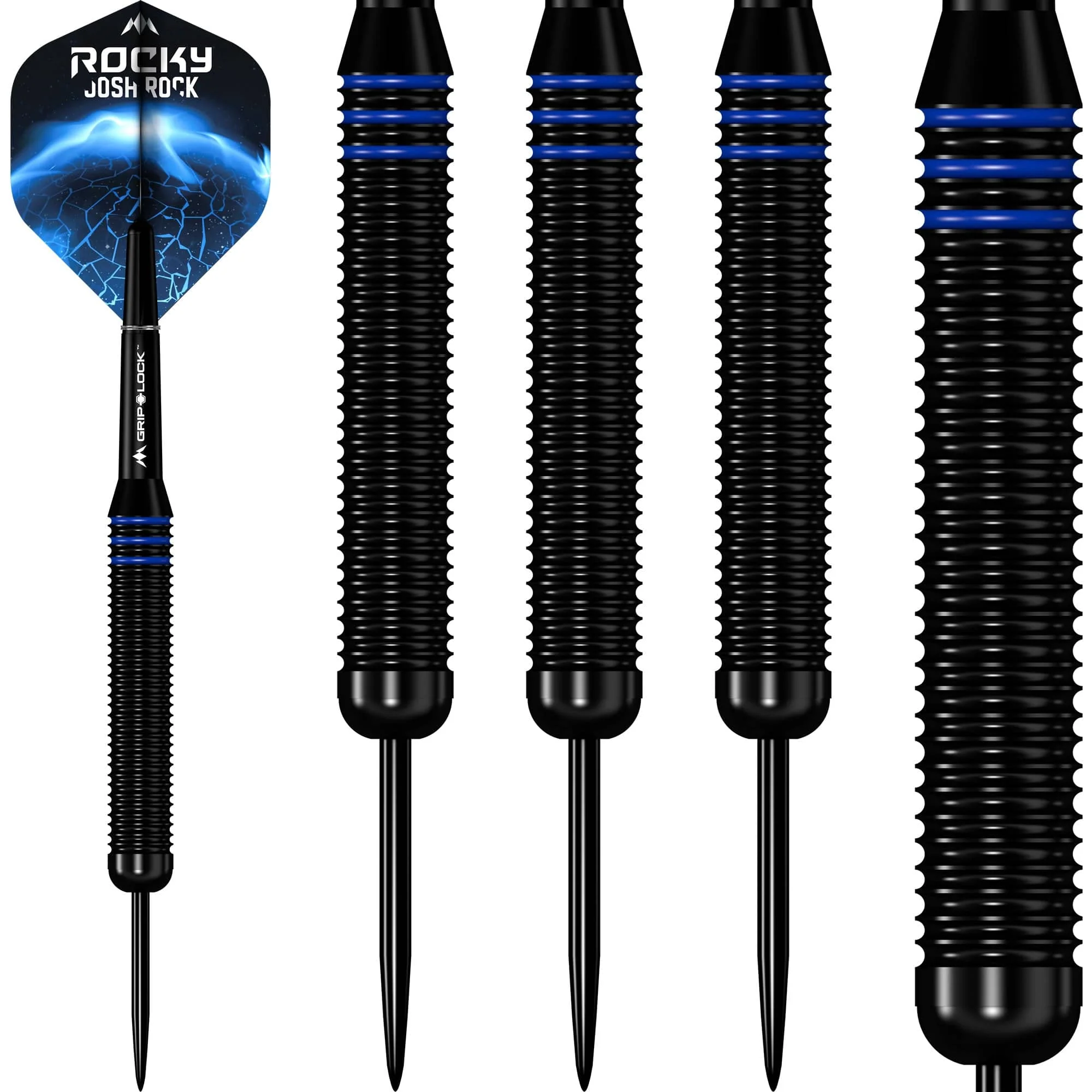 *Mission Josh Rock Darts - Steel Tip - Brass - Rocky - Black & Blue - Image 4