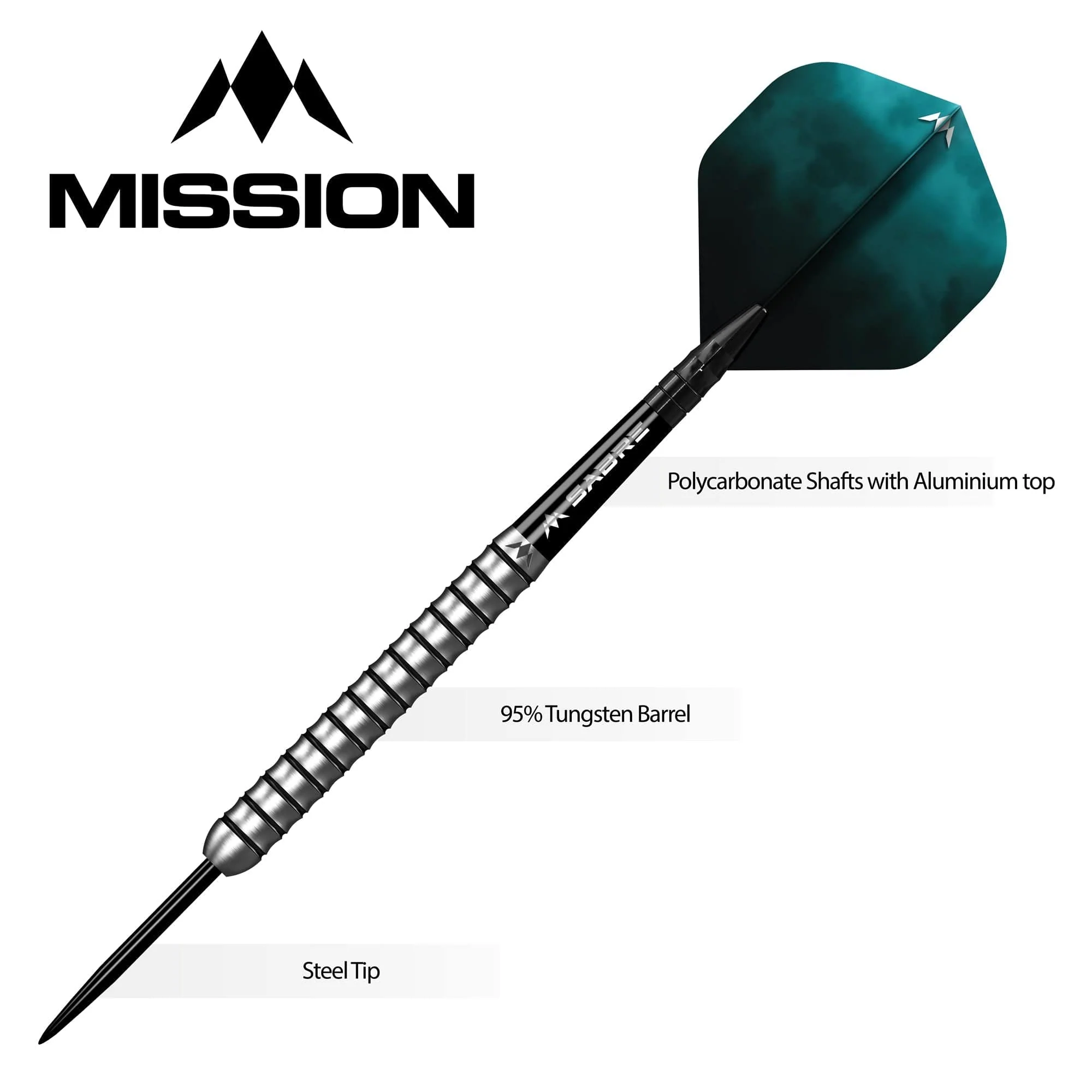 *Mission Lewis Gurney Darts - Steel Tip - 95% Tungsten - Silver-Black Rings - Image 3