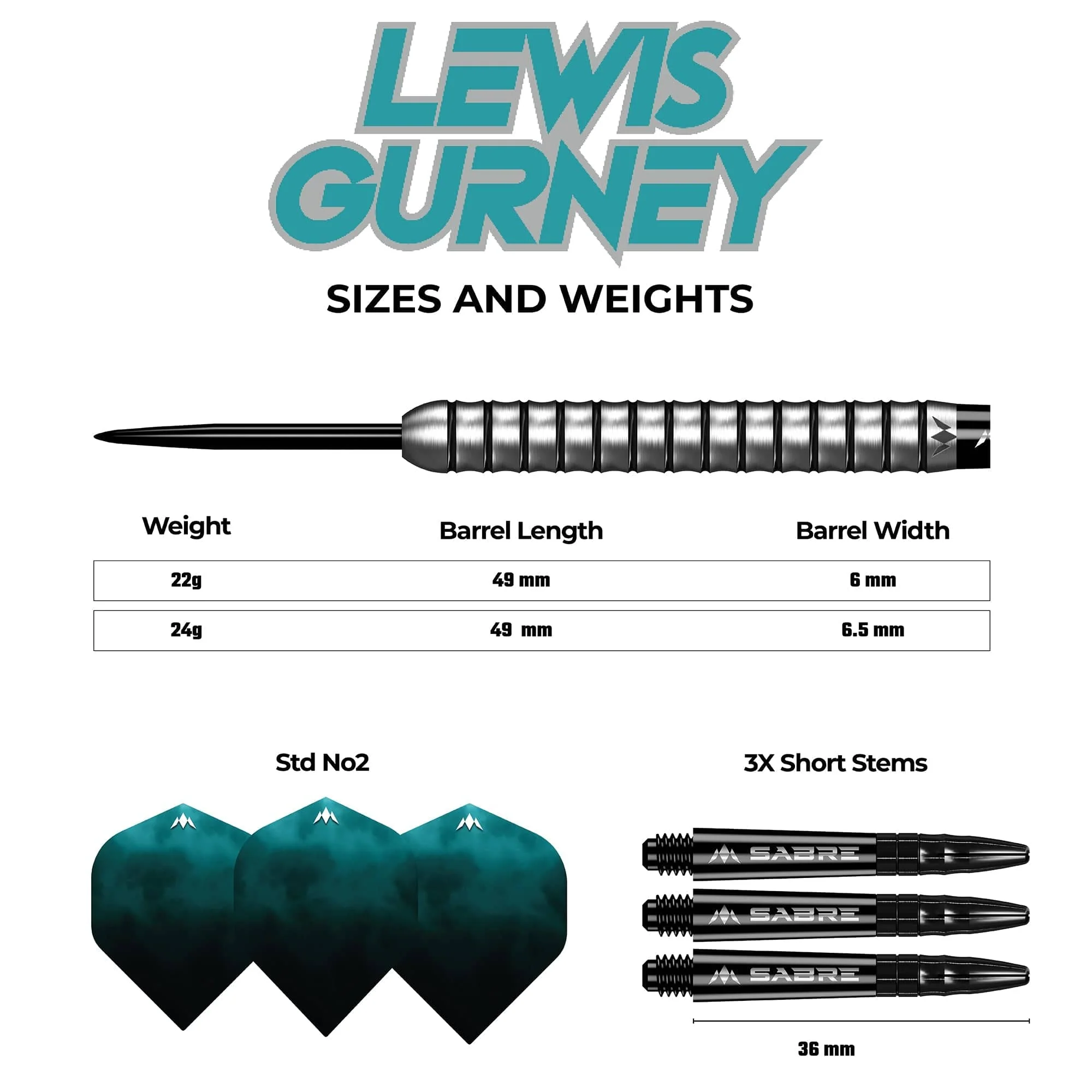 *Mission Lewis Gurney Darts - Steel Tip - 95% Tungsten - Silver-Black Rings - Image 4