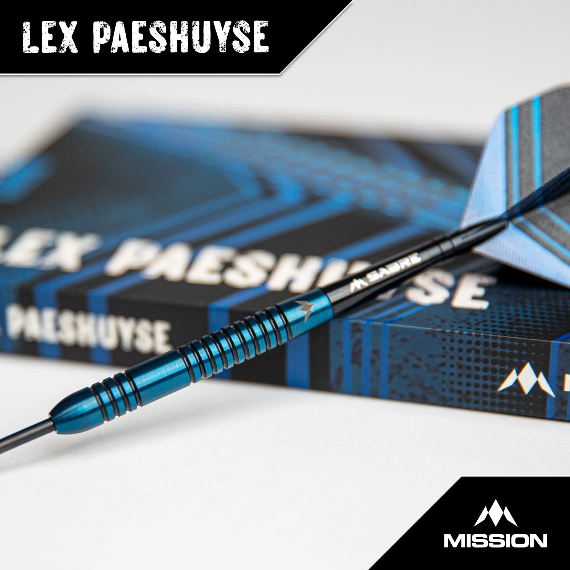 Mission Lex Paeshuyse Darts - Steel Tip - 90% Tungsten - Blue & Black - Image 2