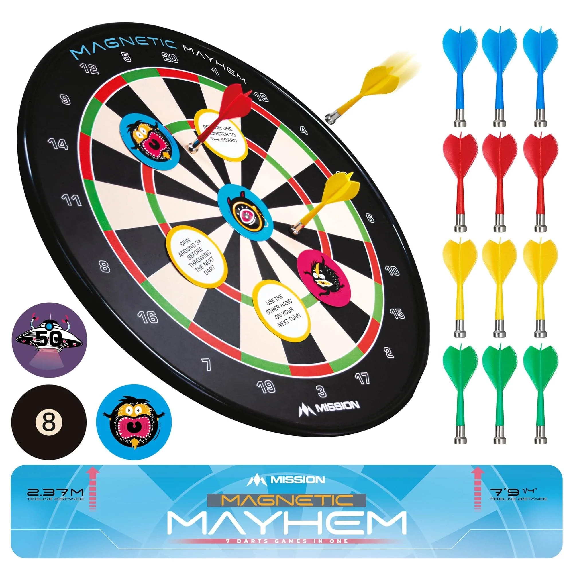 *Mission Magnetic Mayhem - Fun Darts Game - 7 Games in One - with 12 Magnetic Darts - Image 3
