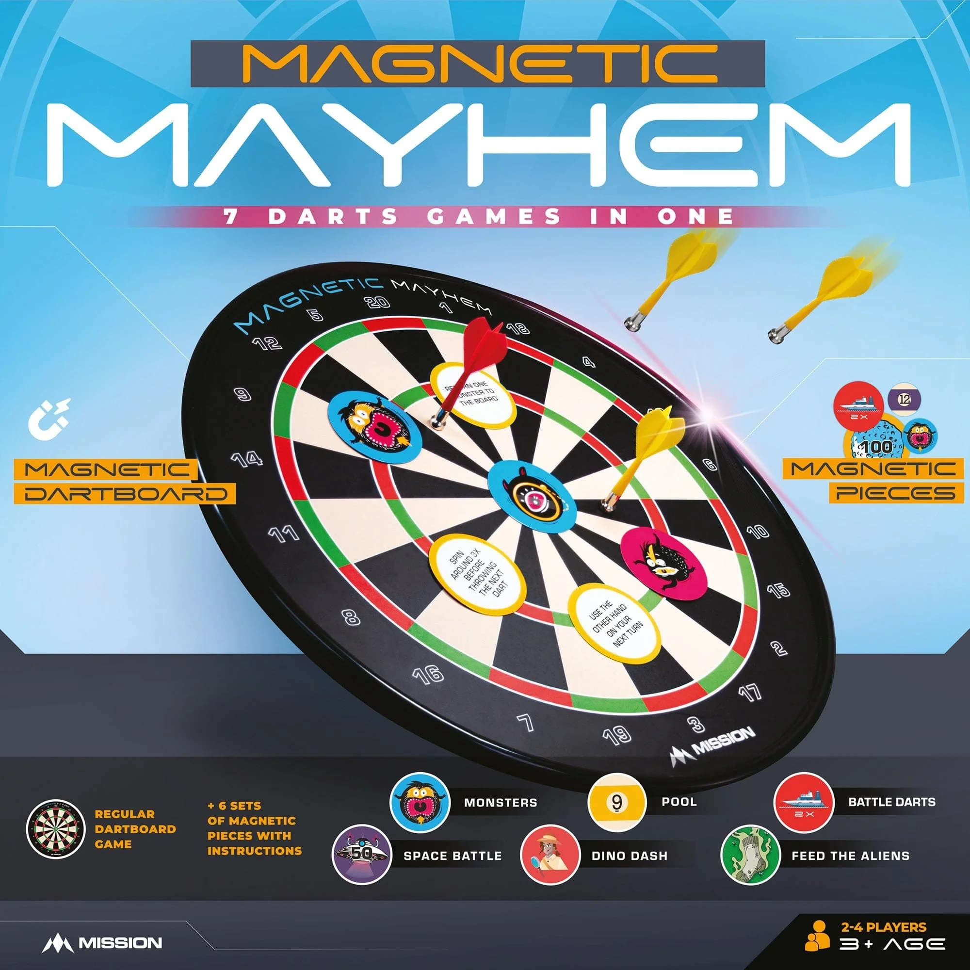 *Mission Magnetic Mayhem - Fun Darts Game - 7 Games in One - with 12 Magnetic Darts - Image 5