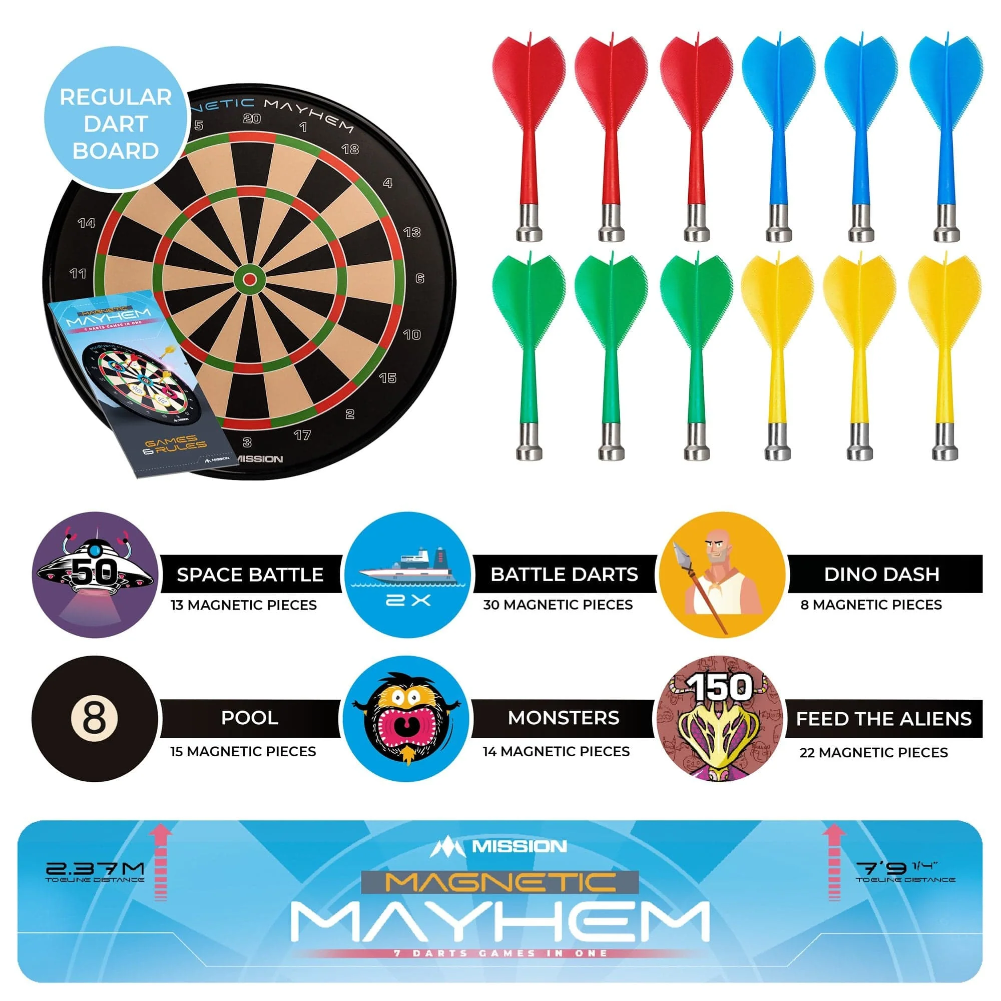 *Mission Magnetic Mayhem - Fun Darts Game - 7 Games in One - with 12 Magnetic Darts - Image 6