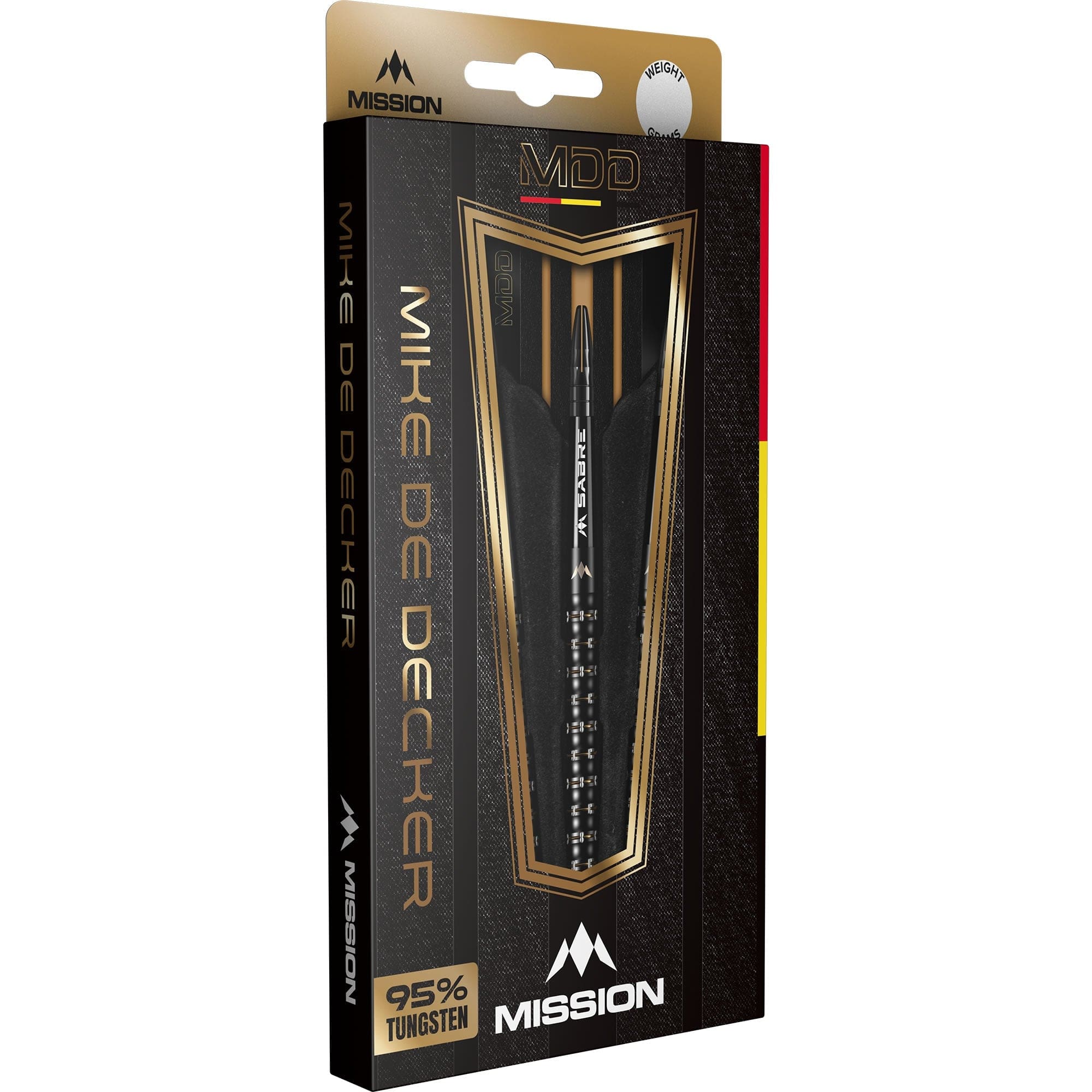 Mission Mike De Decker Darts - Steel Tip - 95% Tungsten - Black & Gold PVD - Image 3
