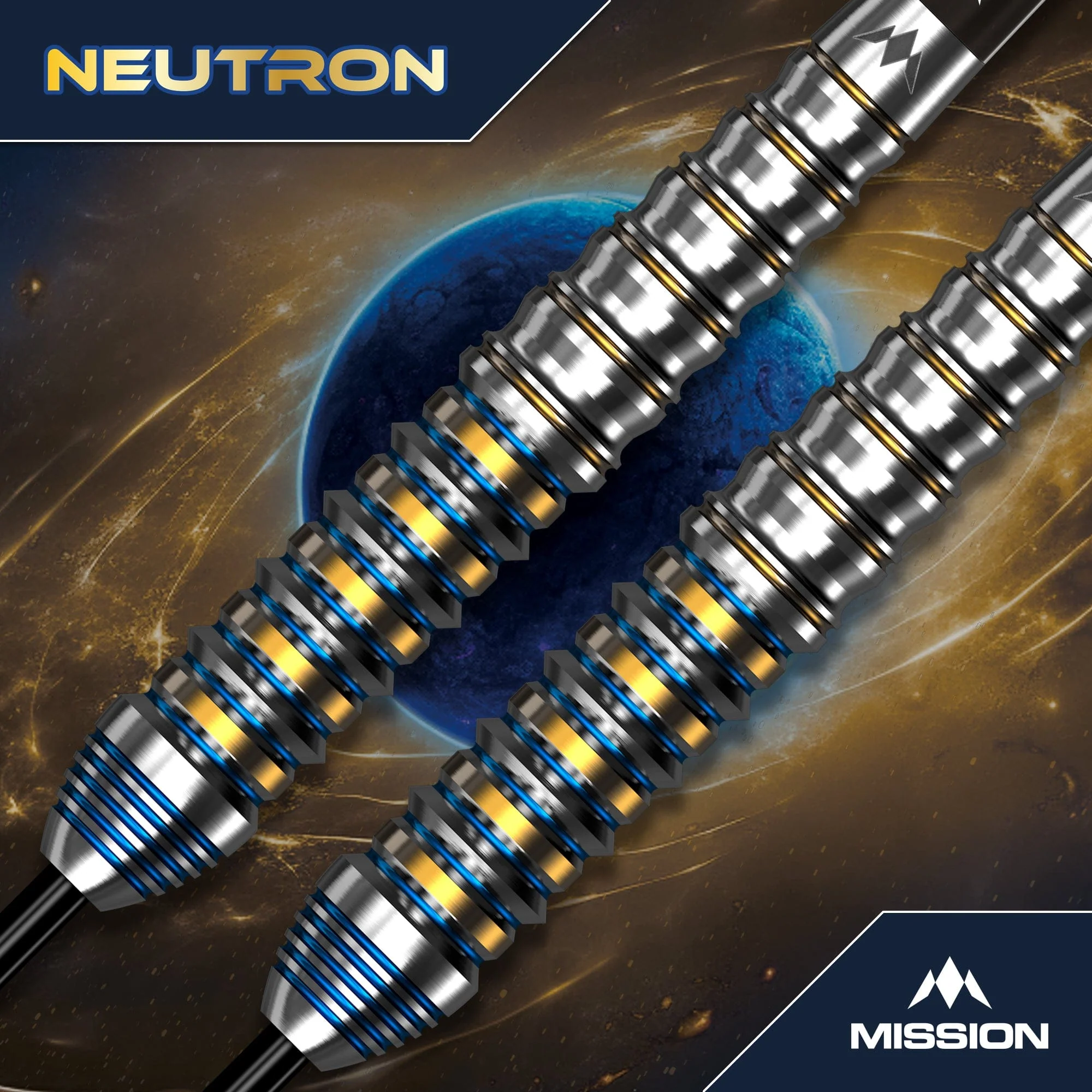 Mission Neutron Darts - Steel Tip - 95% Tungsten - Blue & Gold PVD - Image 3