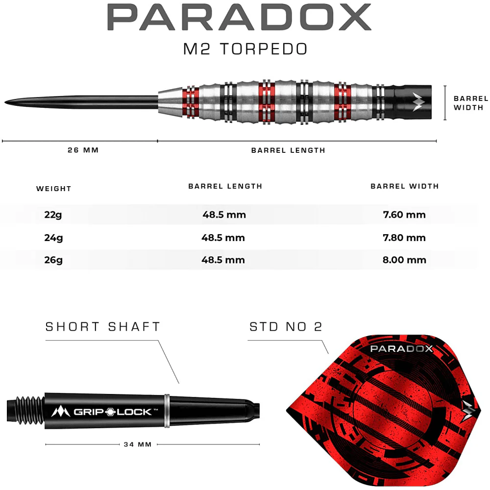 *Mission Paradox Darts - Steel Tip - Curved - M2 - Electro Black & Red - Image 6
