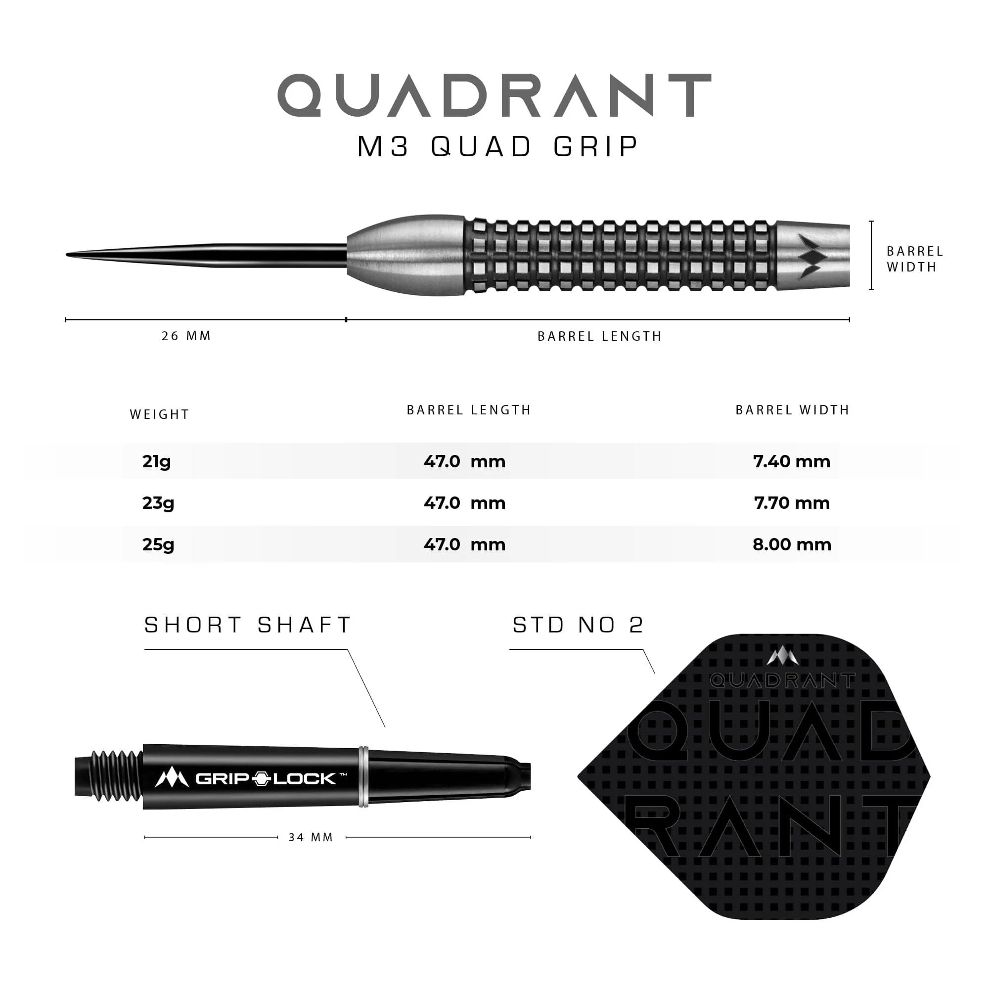 *Mission Quadrant Darts - Steel Tip - M3 - Quad Grip - Image 4