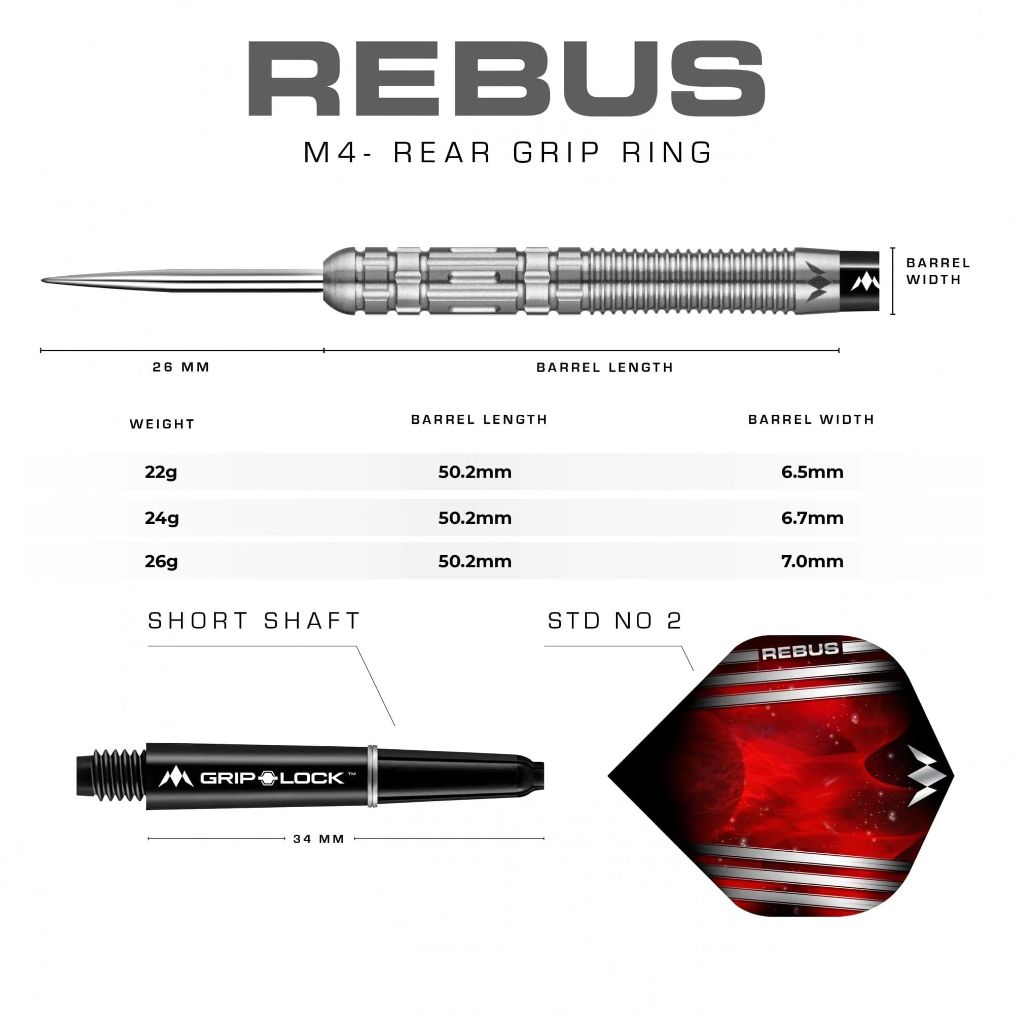 *Mission Rebus Darts - Steel Tip - M4 - Rear Ring Grip - Image 4