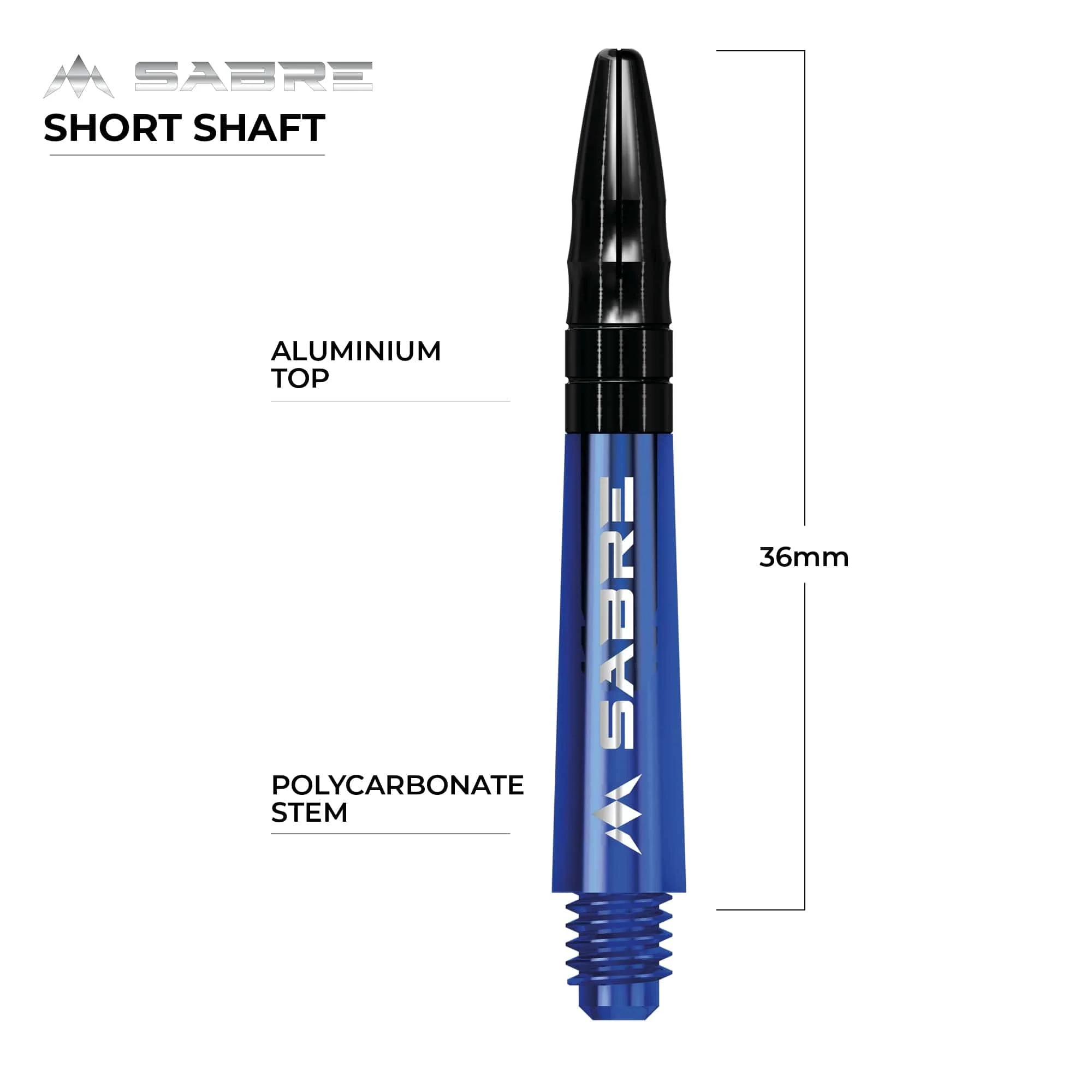 *Mission Sabre Shafts - Polycarbonate Dart Stems - Blue - Black Top - Image 7