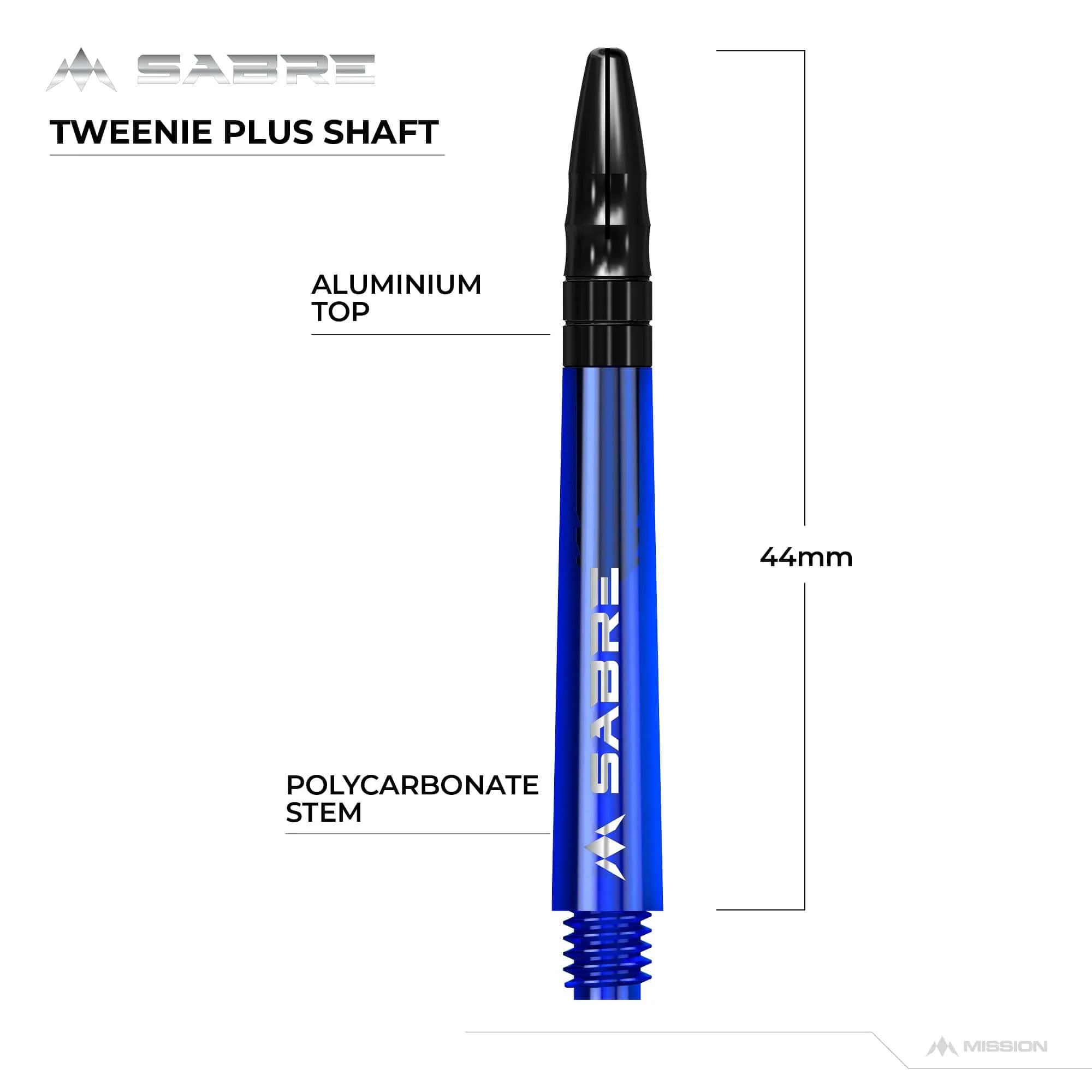 *Mission Sabre Shafts - Polycarbonate Dart Stems - Blue - Black Top - Image 9