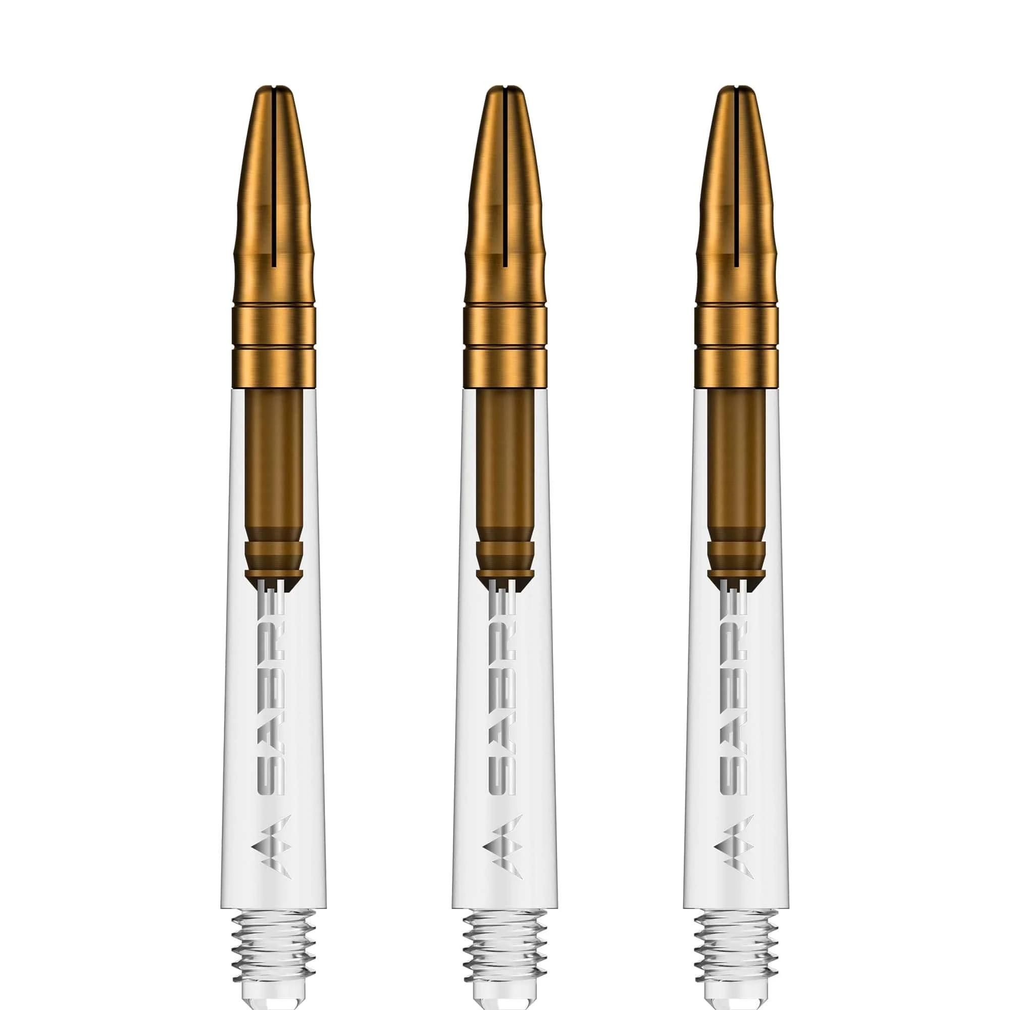 *Mission Sabre Shafts - Polycarbonate Dart Stems - Clear - Gold Top - Image 3
